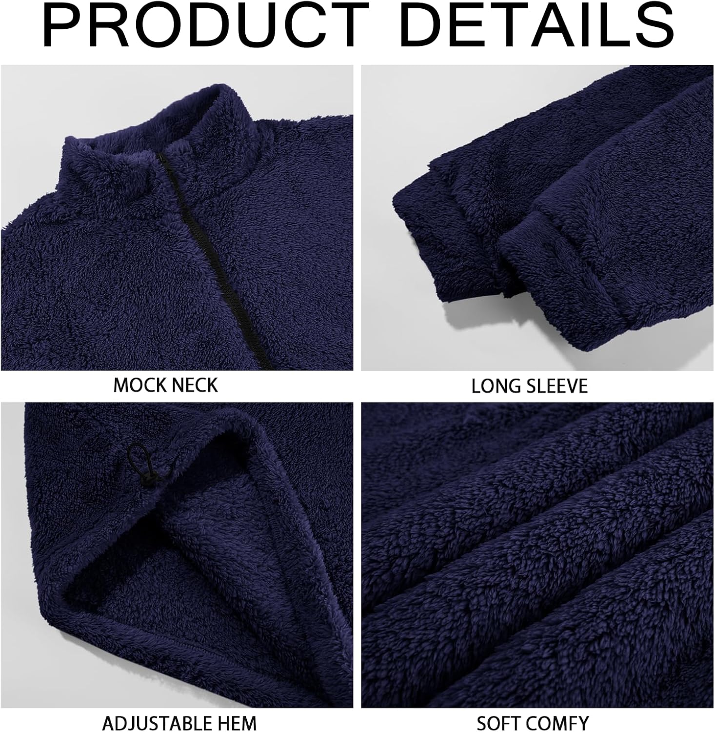 Runcati Mens Fuzzy Sherpa Sweatshirt Quarter Zip Pullover Long Sleeve Winter Fall Fleece Outwear - Image 5