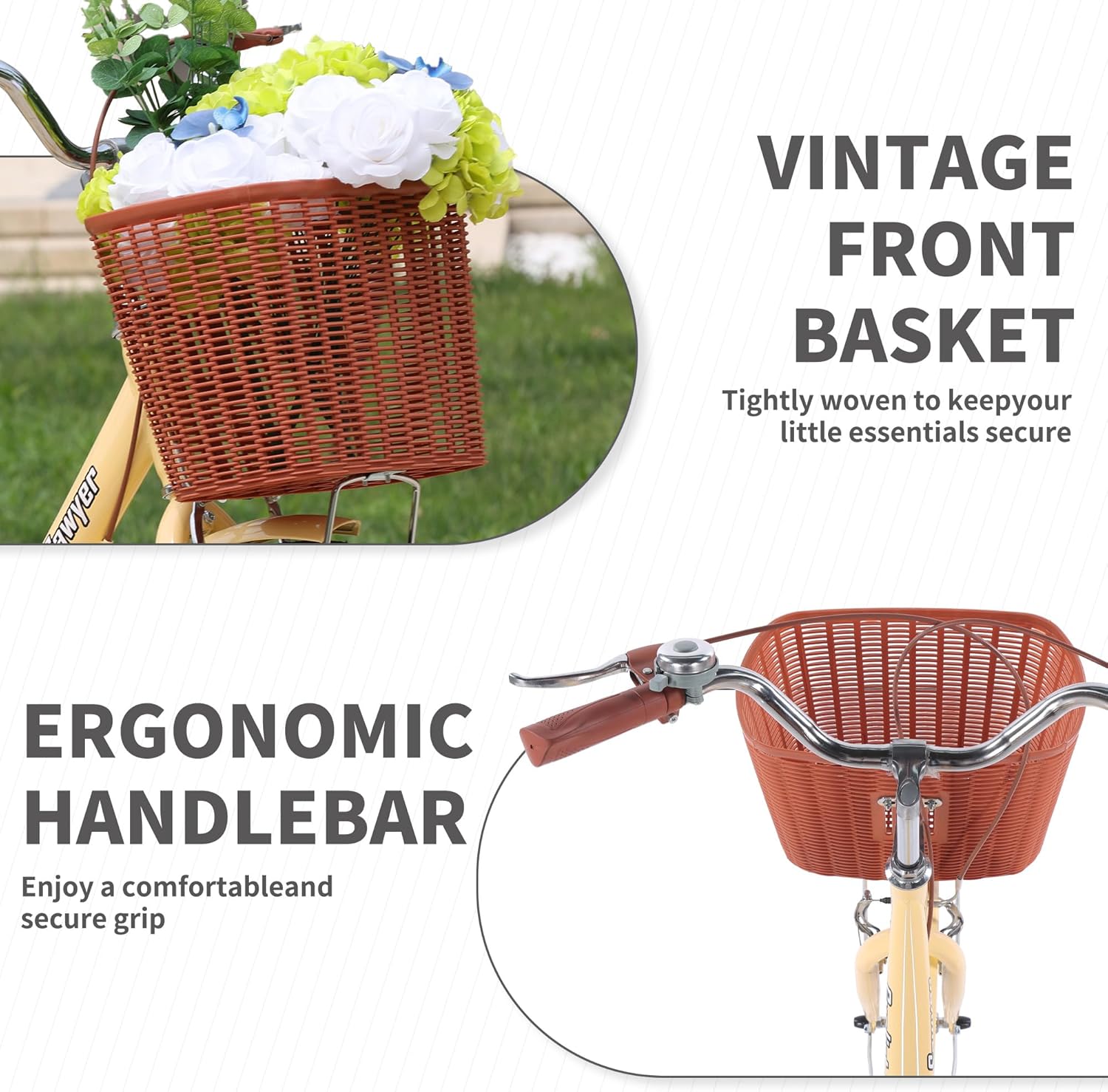 Beach Cruiser Bike, 26 inch Adults Bicycle for Women Single Speed, Cruiser Bikes for Women with Basket & Steel Rack, Women's Bike for Commuting, City Bike for Adults