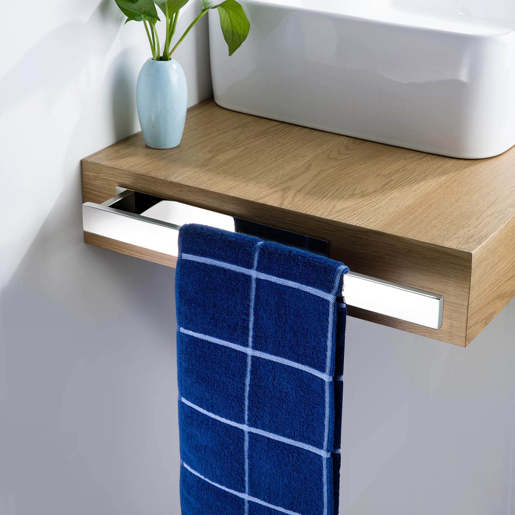ZUNTO Portasciugamani Bagno Porta Salviette Autoadesivo Porta Asciugamano in Acciaio Inox, Specchio Lucido 39CM