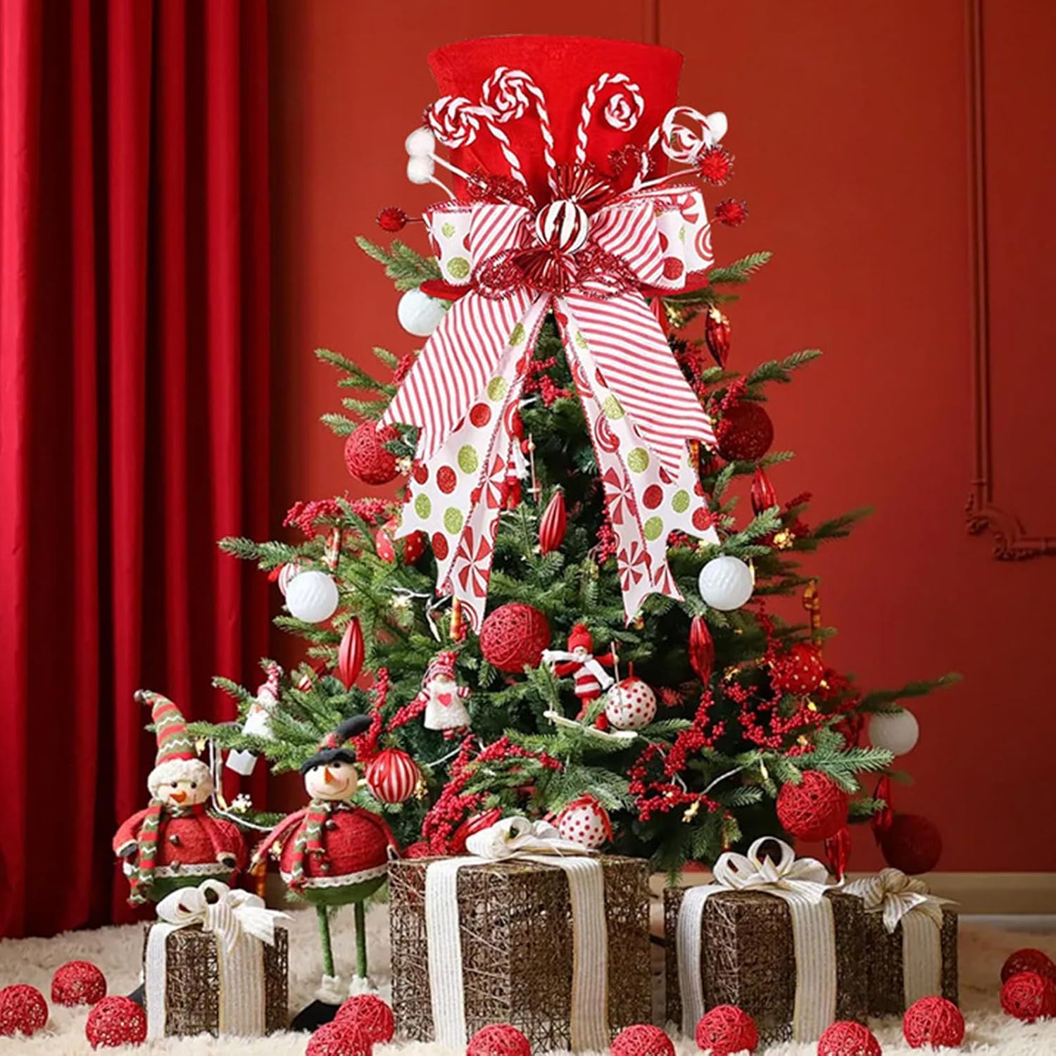 Festival Star Tree Toppers With Santa Hat Unique Christmas Star Tree Toppers With Santa Hat Charm For Family Celebration