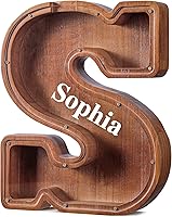 Vista 84 de SummiDate Alcancía de madera de letra para niños y niñas, Alfabeto, regalo de cumpleaños para niños (W)