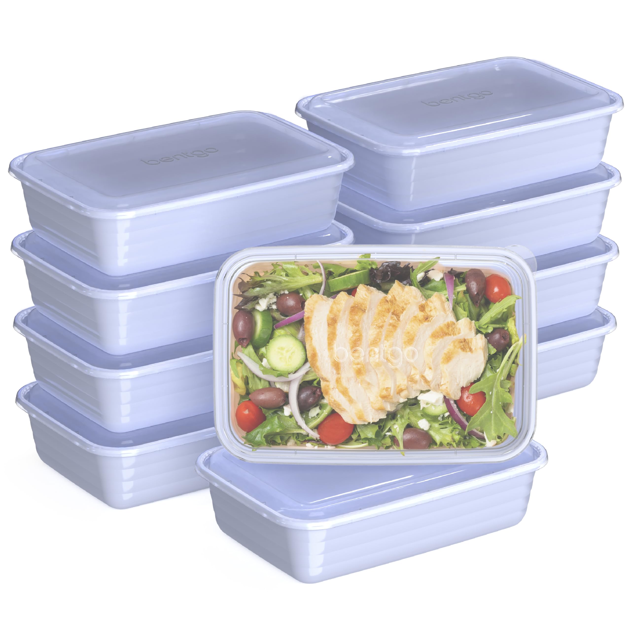 Bentgo Prep - 20-Piece 1-Compartment Reusable Meal Prep Containers with Lids, PFAS & BPA Free Materials, Durable, Microwave, Freezer, & Dishwasher Safe To Go Food Storage (Periwinkle)