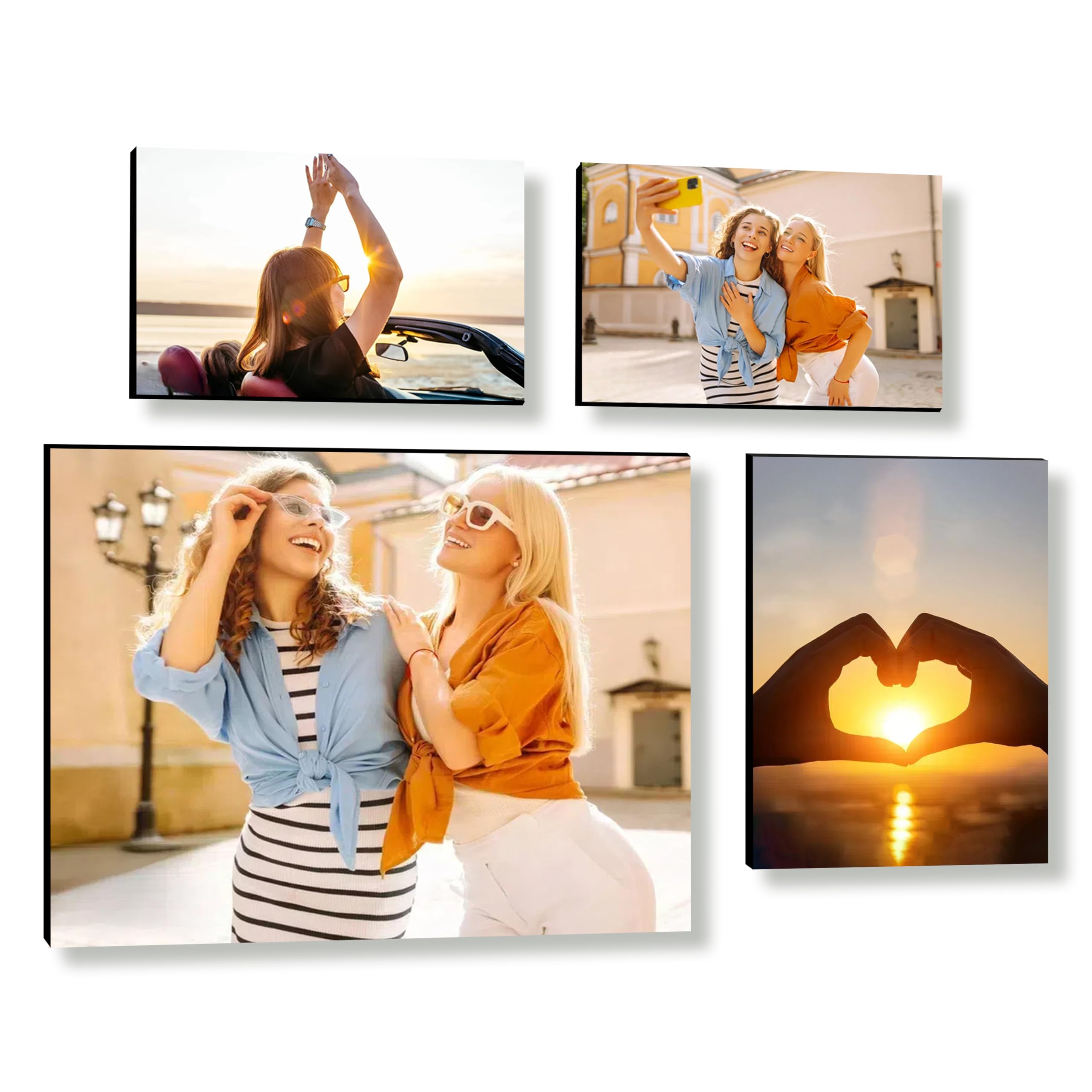 JOXOFO Custom Photo Tiles Personalized Peel and Stick Picture Frames Mix Tiles for Collage Wall Decor Storyboards Photo Prints Gift for Family and Friends 4pcs