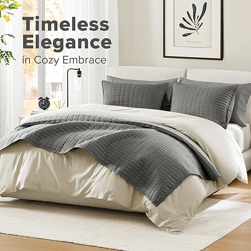 Miniatura 9 de Comfort Spaces - Colcha tamaño King para todas las estaciones, con diseño de costuras doble cara, manta de verano suave a juego con fundas de