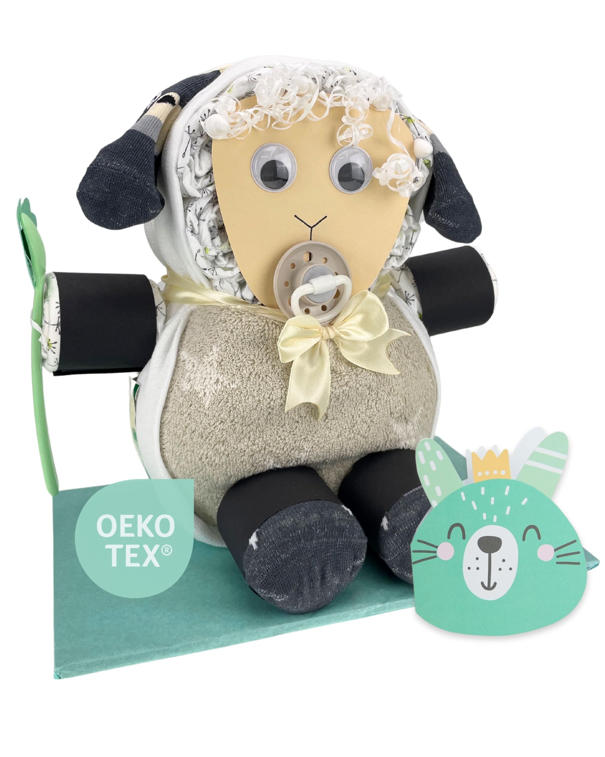 Schaf Neutral Mint - Geburtsgeschenke - Geschenk für das Baby - Taufgeschenk - Pullerparty - Pinkelparty - jetzt Torte kaufen…