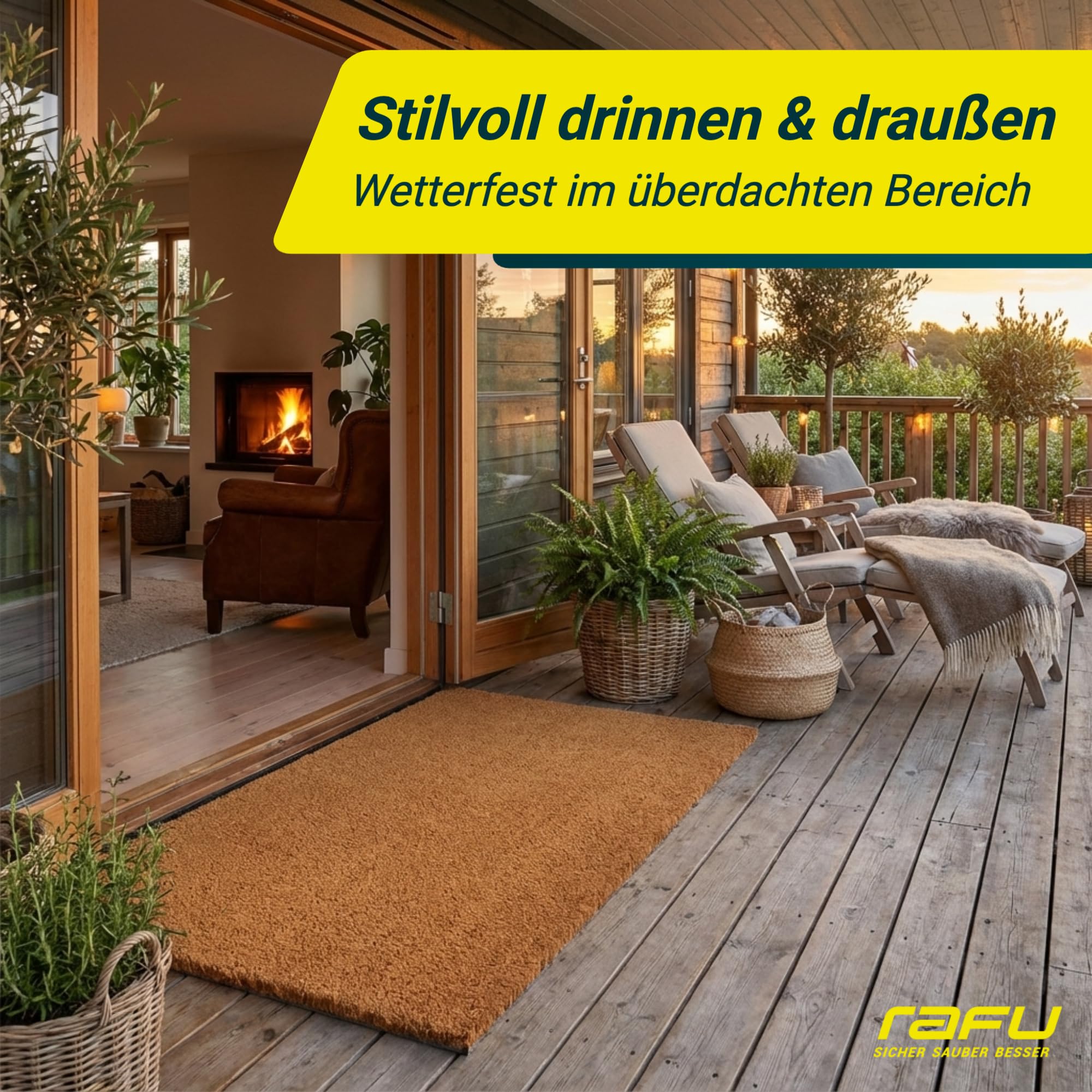 Kokosmatte nach Maß TIGER CLASSIC | auf individuelles Mass gefertigt | in 3 Stärken | zentimetergenauer Zuschnitt | rutschfeste & robuste Schmutzmatte | 30 mm dick, 20-40 cm breit, 60-100 cm lang