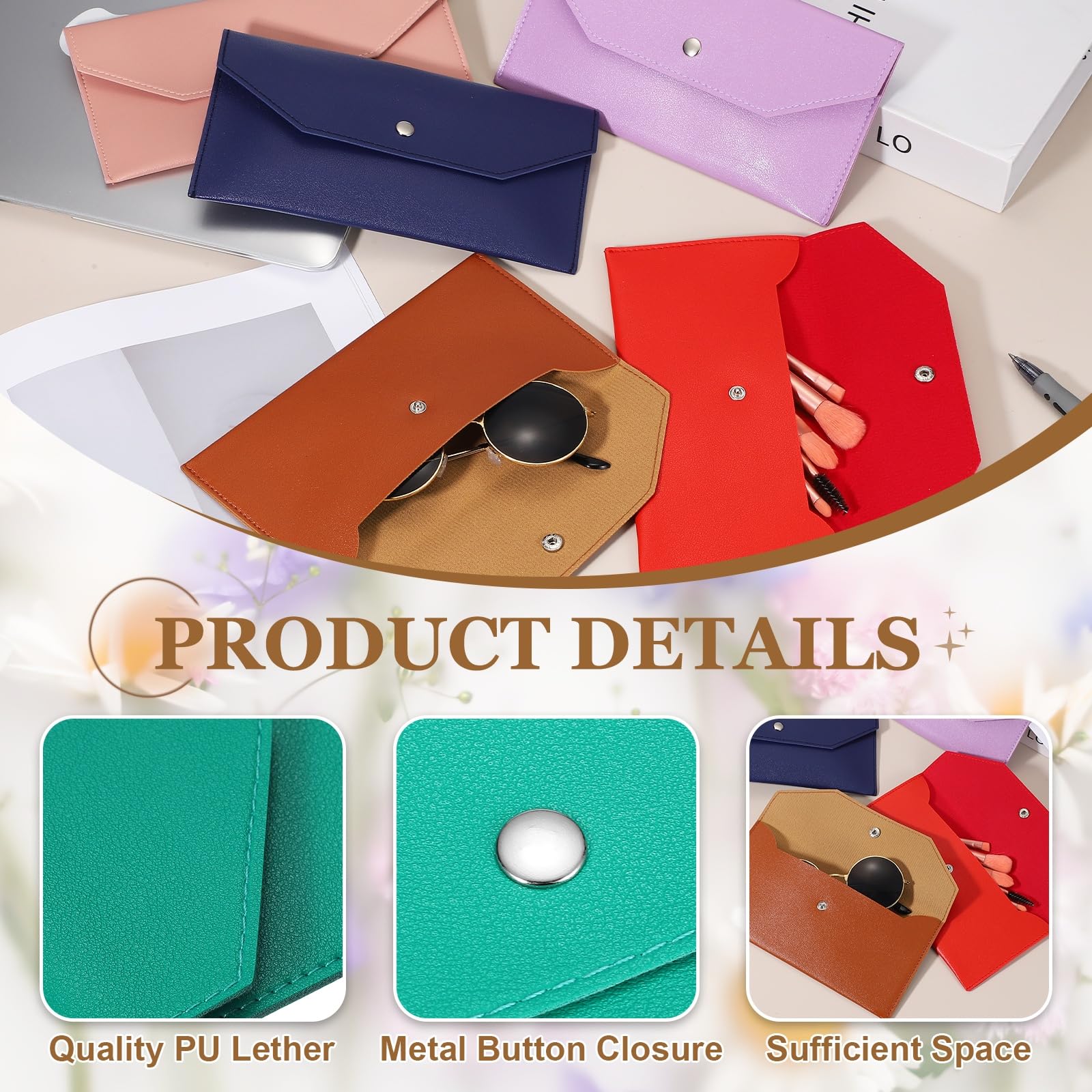 PATIKIL 12Pcs PU Leather Envelope Wallet Card, Reusable Money Pouch Small Leather Organizer Pouch for Women Men Travel,Green - Image 3