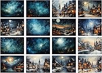 Vista 2 de Decoupage - Paquete de papel (35 hojas de 6 x 8 pulgadas), aldeas victorianas frías de invierno y cielos nocturnos increíbles, Navidad, FLONZ