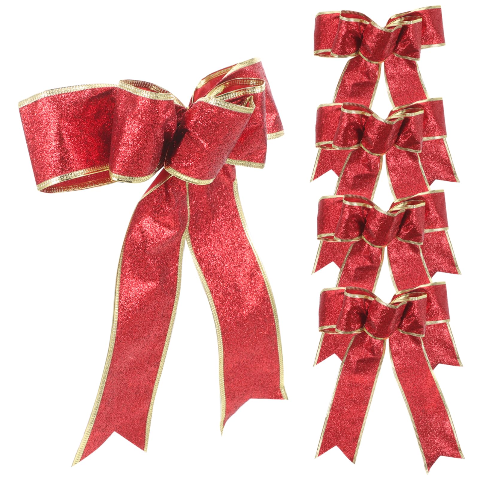 KOMBIUDA 25piezas Lazo De Tela para Decoración Navideña Adornos De Árbol De Navidad Rojo Decoración De