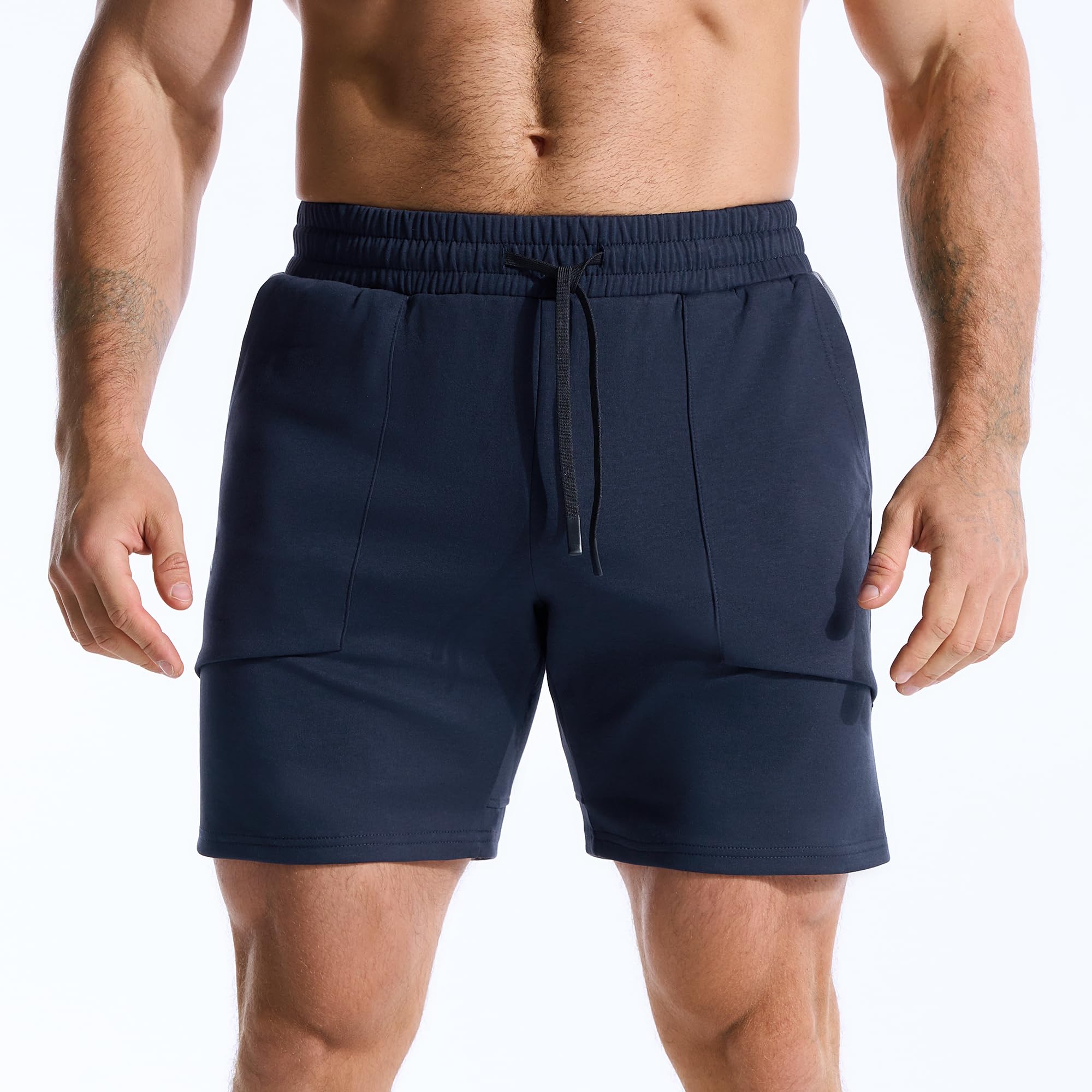 ZENWILL FlotaBols Pantalones Cortos Deporte Cremallera Hombre Pantalón Corto Gym Transpirable,Shorts Elástica Algodón Running — view 6