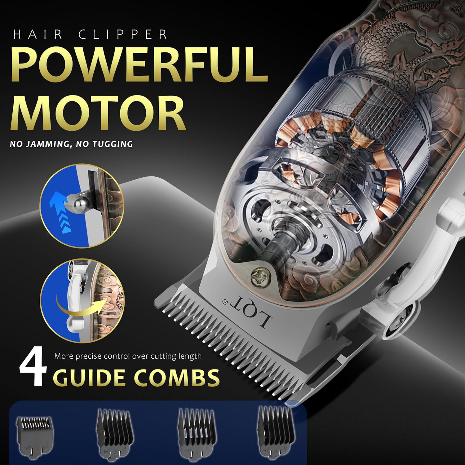 Professional Hair Clippers for Men, Cordless Hair Trimmer & Beard Trimmer Set with Adjustable Fade Lever, LED Display, Long-Lasting Battery, for Home & Barber Use
