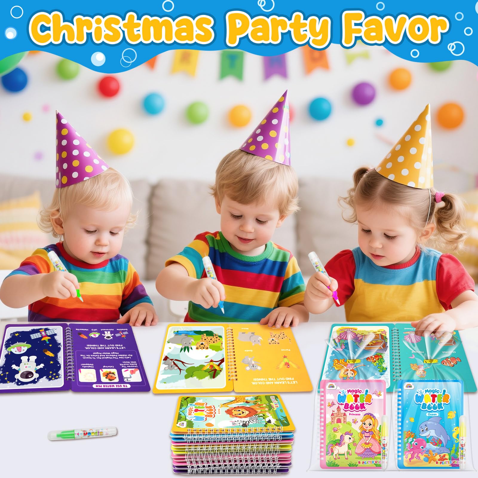 ZMLM 24 Libros de Colorear Magico Agua, Reutilizable Libro Colorear para 3-5 Años Detalles Cumpleaños Niños - Bolsitas cumpleaños infantiles - Regalos Cumpleaños Niños Colegio (Clásico)