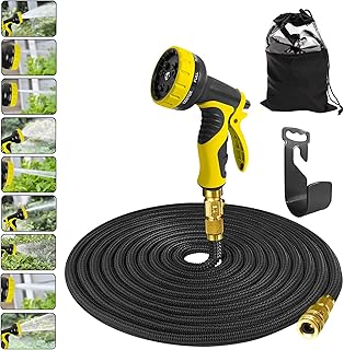Aufun Gartenschlauch Flexibler 22,5 m - Dehnbar Wasserschlauch Schlauchbrause Düse mit 9 Funktionen, Flexischlauch für Gar...