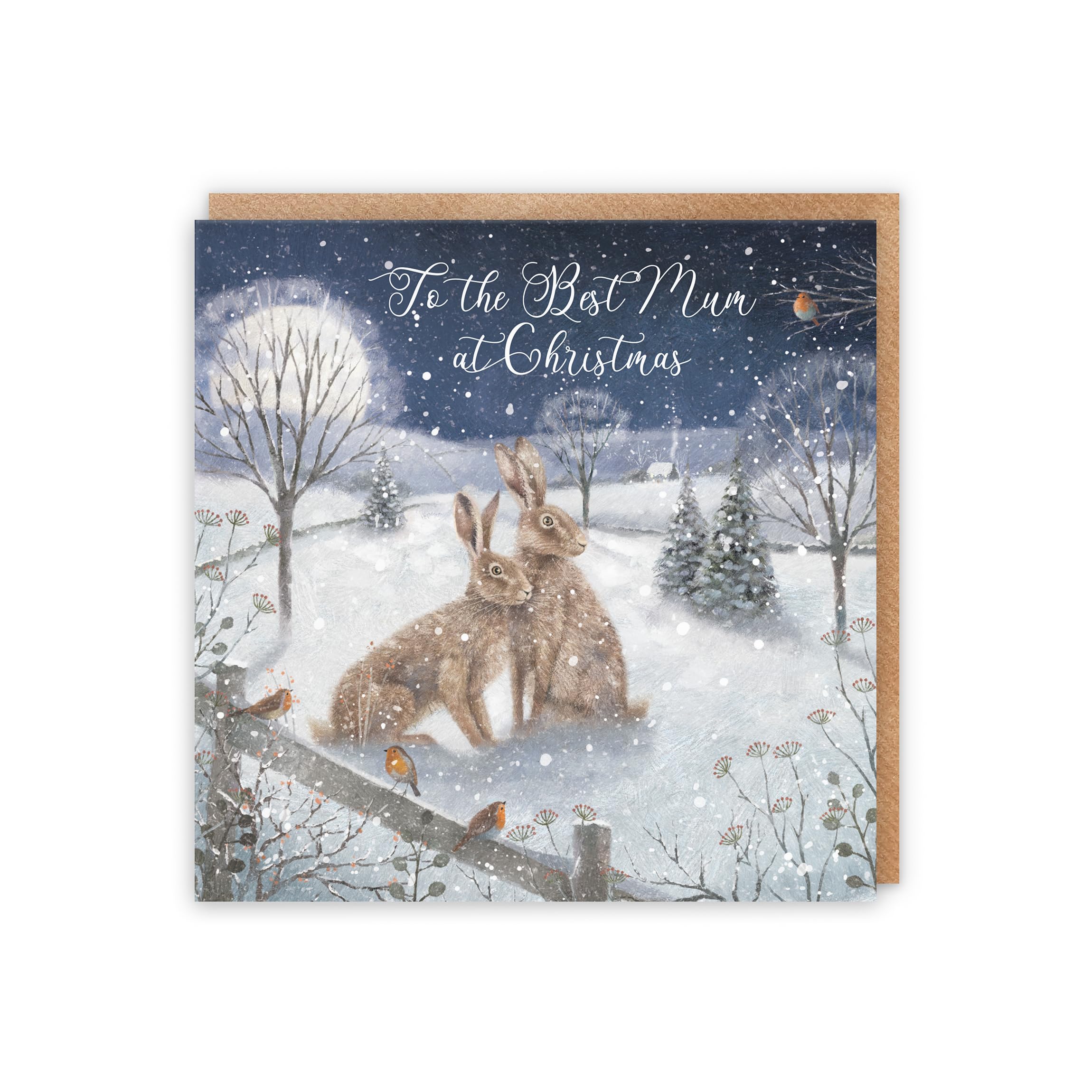 Hunts England, Best Mum Christmas Card, 'Snowy Hares', To The Best Mum At Christmas, Milo's Gallery Collection - Image 3
