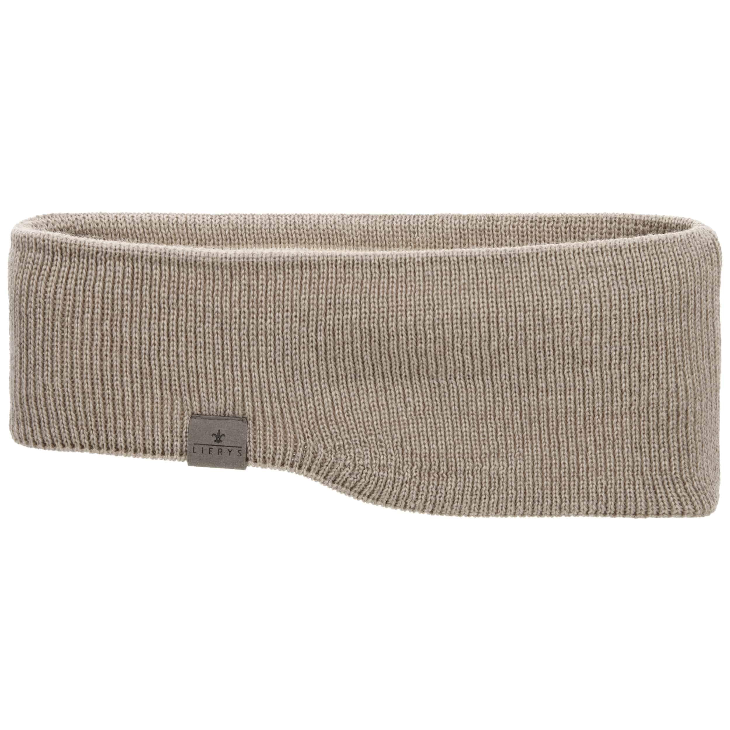 Lierys Fine Merino Headband Womens/Mens (7.5-10 cm Wide) - Made in Germany - Triple-Layer Knitted Band with Merino Wool - Ear Muffs Lined with Cotton - One Size 53-60 cm - Autumn/Winter Beige