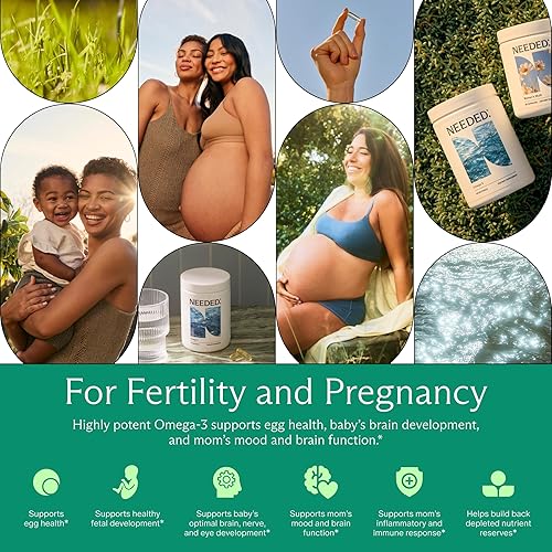 Miniatura 4 de Needed. Omega-3 prenatal dosis de alta potencia de aceite de pescado de origen sostenible, 1000 mg de DHA, 1000 mg de EPA, envuelto en una cáscara