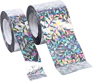 Horuhue 2 Rolls Bird Repellent Scare Ribbon Tape, 525ft Reflective Tape Outdoor, Double Sided Flash Control Set Keep Woodpecker Crows Pigeon Geese Away from Orchard Garden Farm Lawn