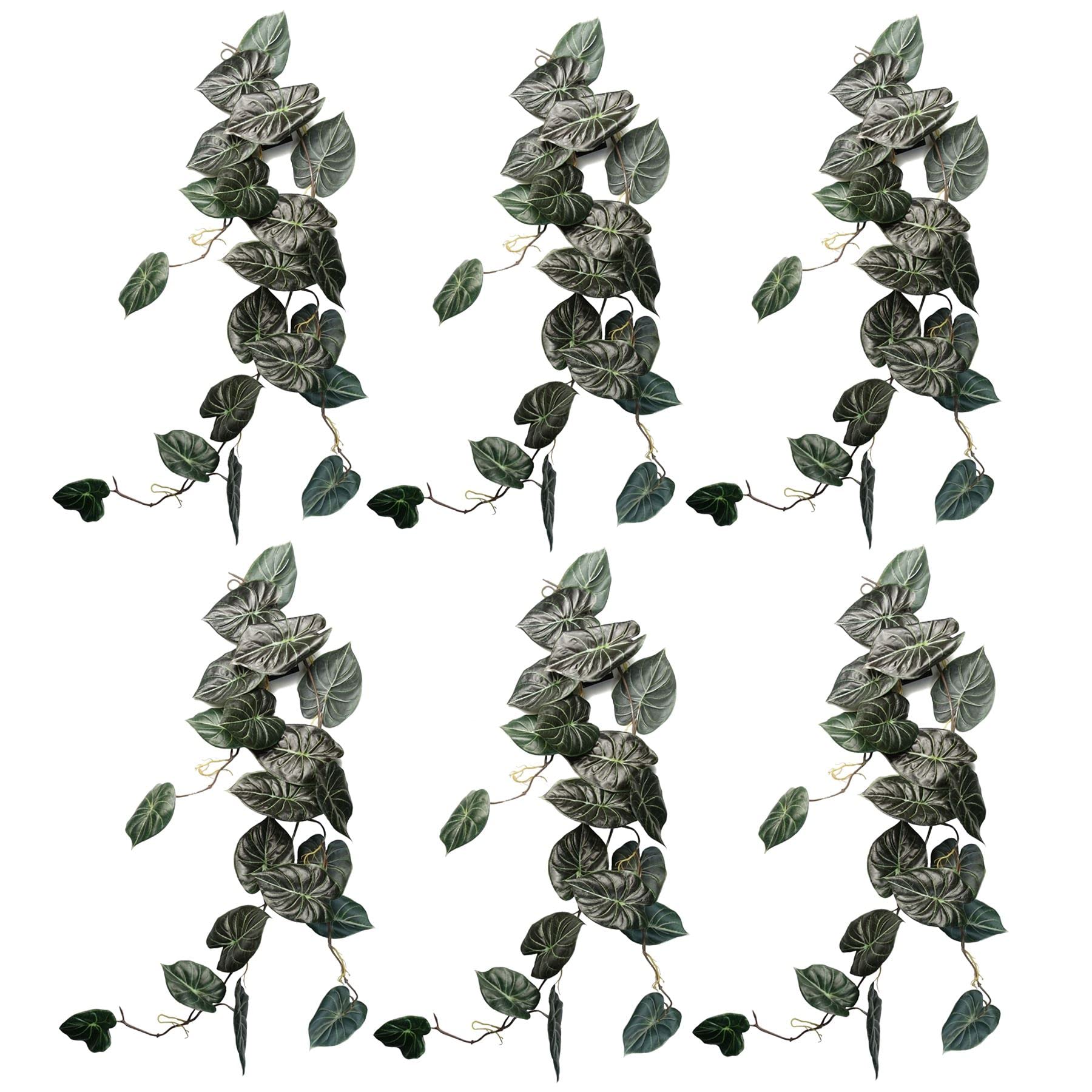 Leaf Alocasia Dragon Scale Hanging Artificial Plant 4ft - Dark Green