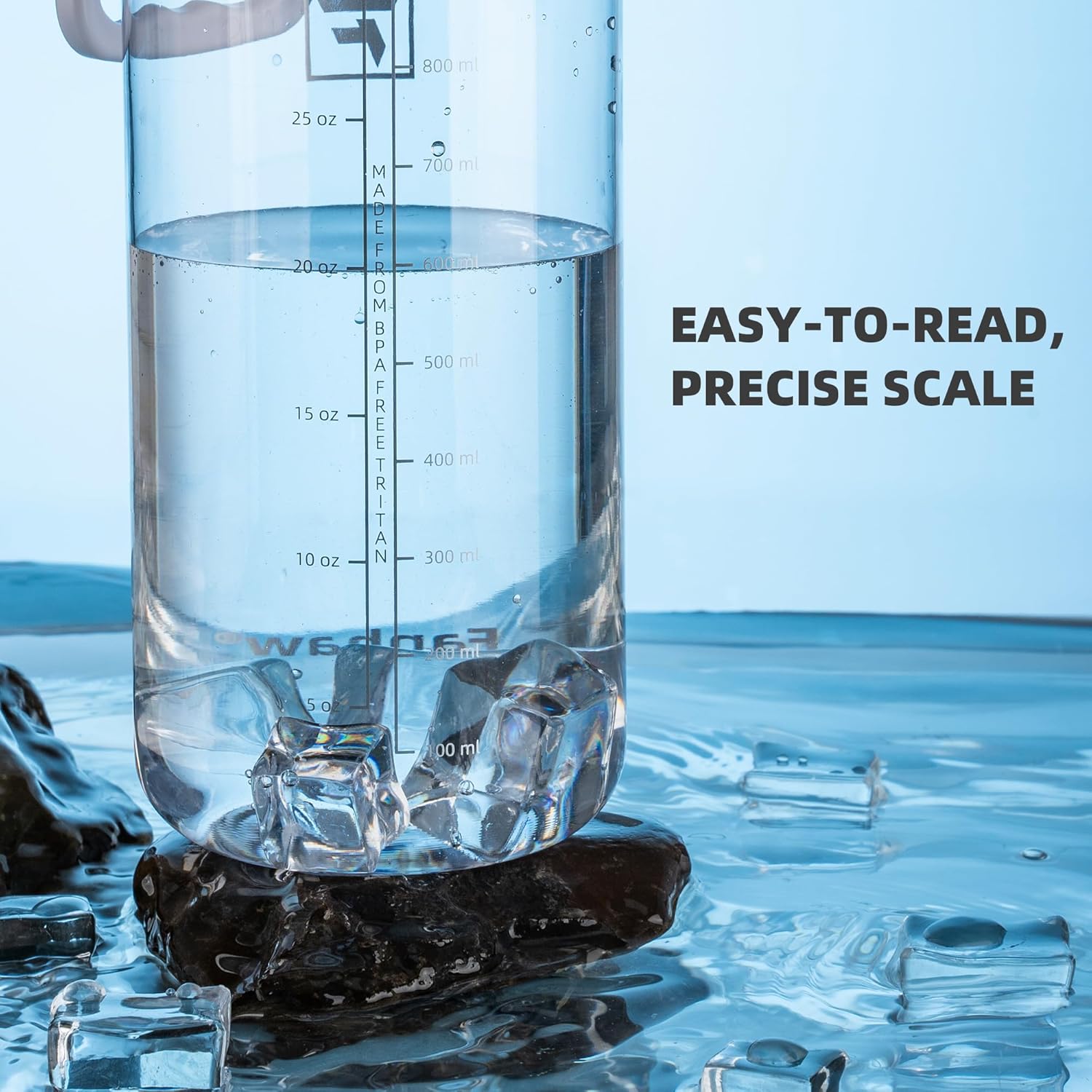 Fanhaw 32 oz Clear BPA-Free Tritan Water Bottle with Fast-Flow Spout Lid, Leakproof Wide-Mouth Reusable Bottle for Gym, School & Office (Clear&White) - Image 5