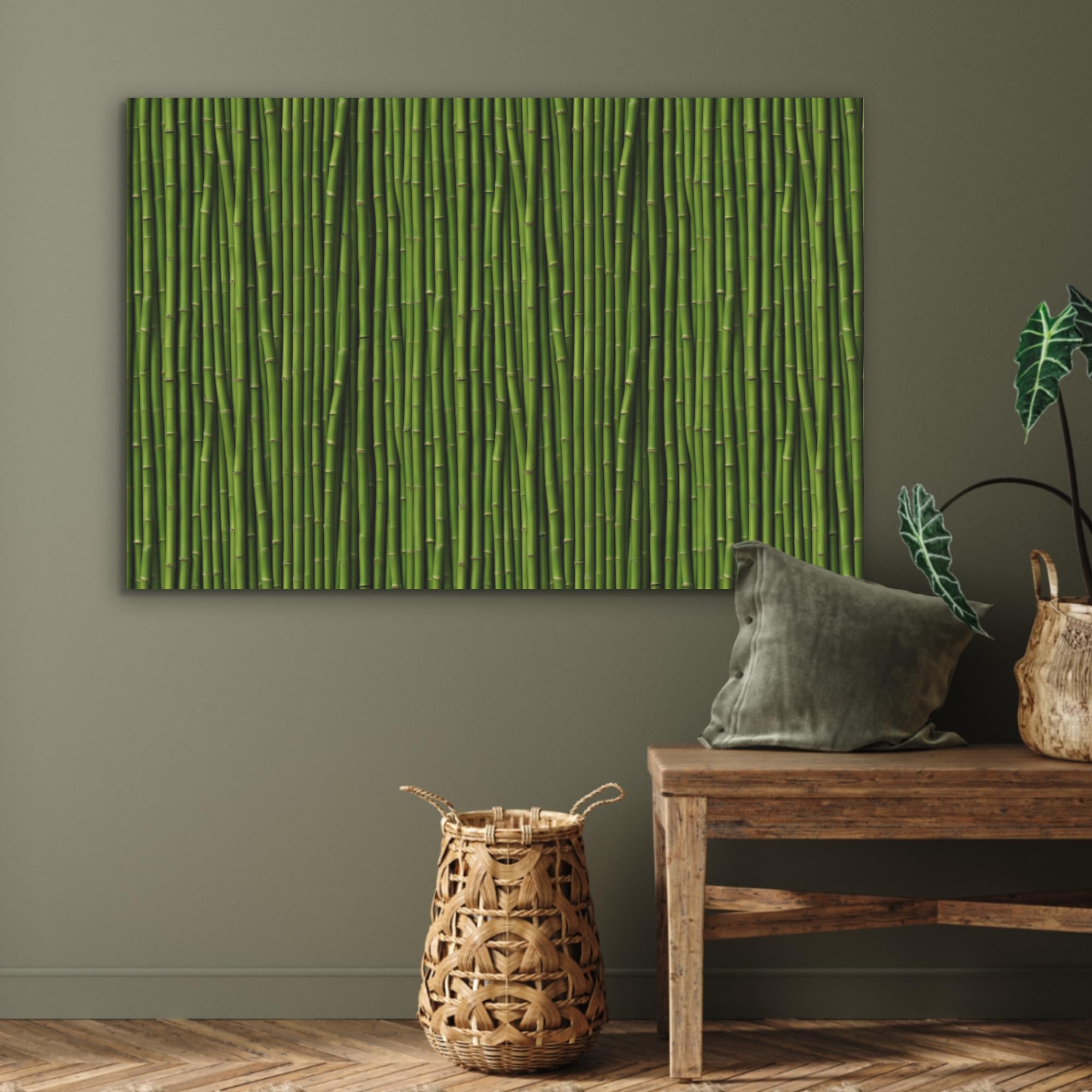MuchoWow© Paneles Acusticos Decorativos 100x70 cm Acoustic Panel Acustico Decorativo Aislante Insonorizacion Decoracion Habitacion Diseño Moderno InsonorizarCurvo - Varillas - Verde - Bambú