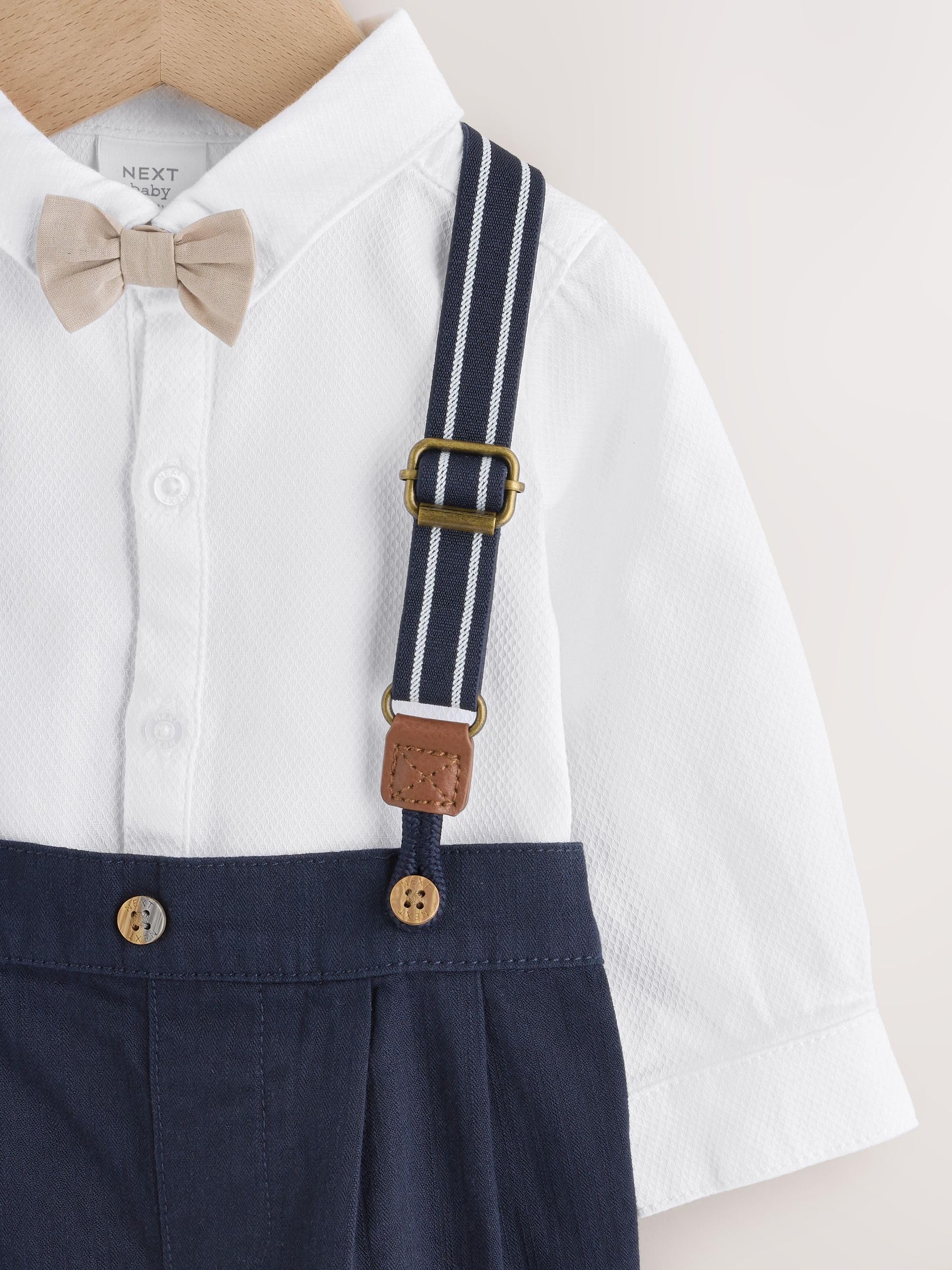 NEXT Baby Jungen Baby Hemd, Hose und Hosenträger, 4er-Set
