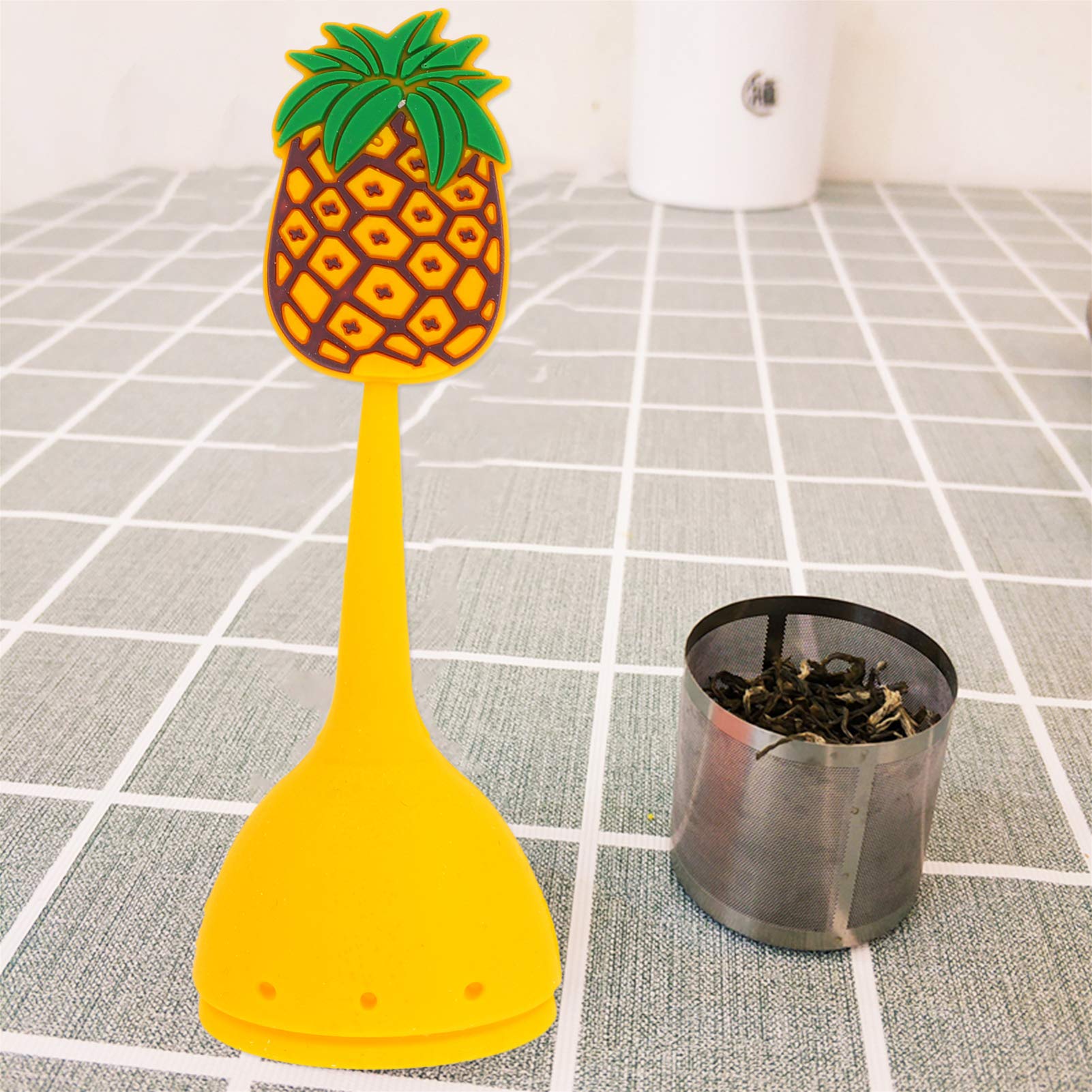 Set Di Colini Da Tè A Forma Di Ananas: Infusore In Silicone E Acciaio Inox Per Tazze E Teiere