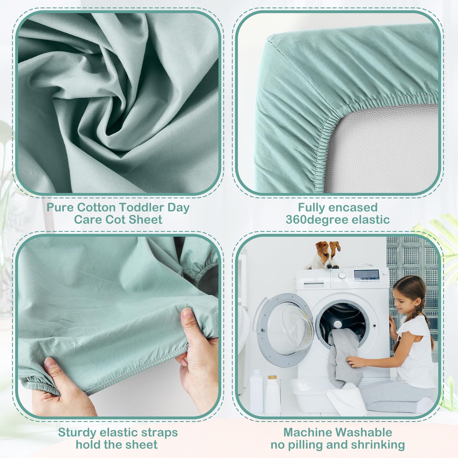VitalCozy 20 lenzuola con angoli per culla in cotone naturale, per bambini e bambine, in microfibra traspirante, per culla standard, tappetino per pisolino, 61 x 121 cm (colore chiaro)