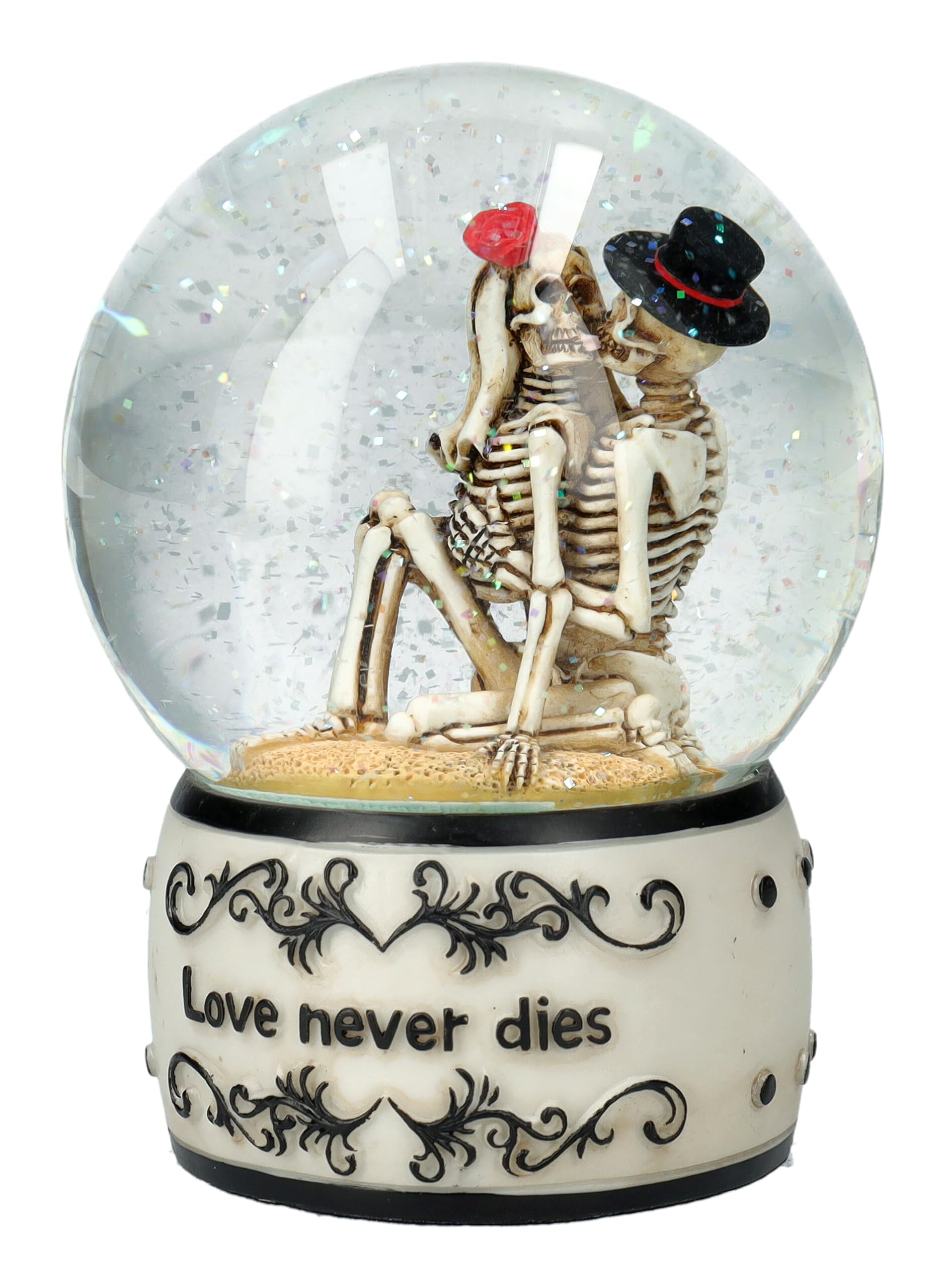Pacific Giftware Boule à neige romantique - Motif couple de mariés - 13,5 cm - Love Never Dies - Décoration gothique - Amour - Figurine de Saint-Valentin