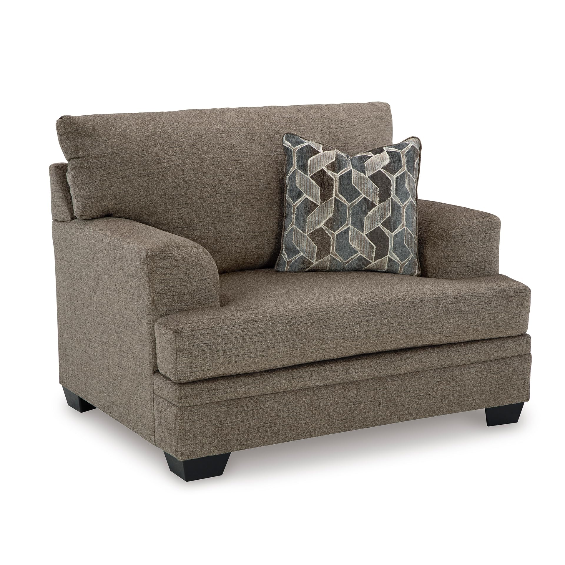 Signature Design by Ashley Stonemeade Urban Upholstered Oversized Chair with Reversible Seat Cushion, 1 Throw Pillow and Track Arms, Gray