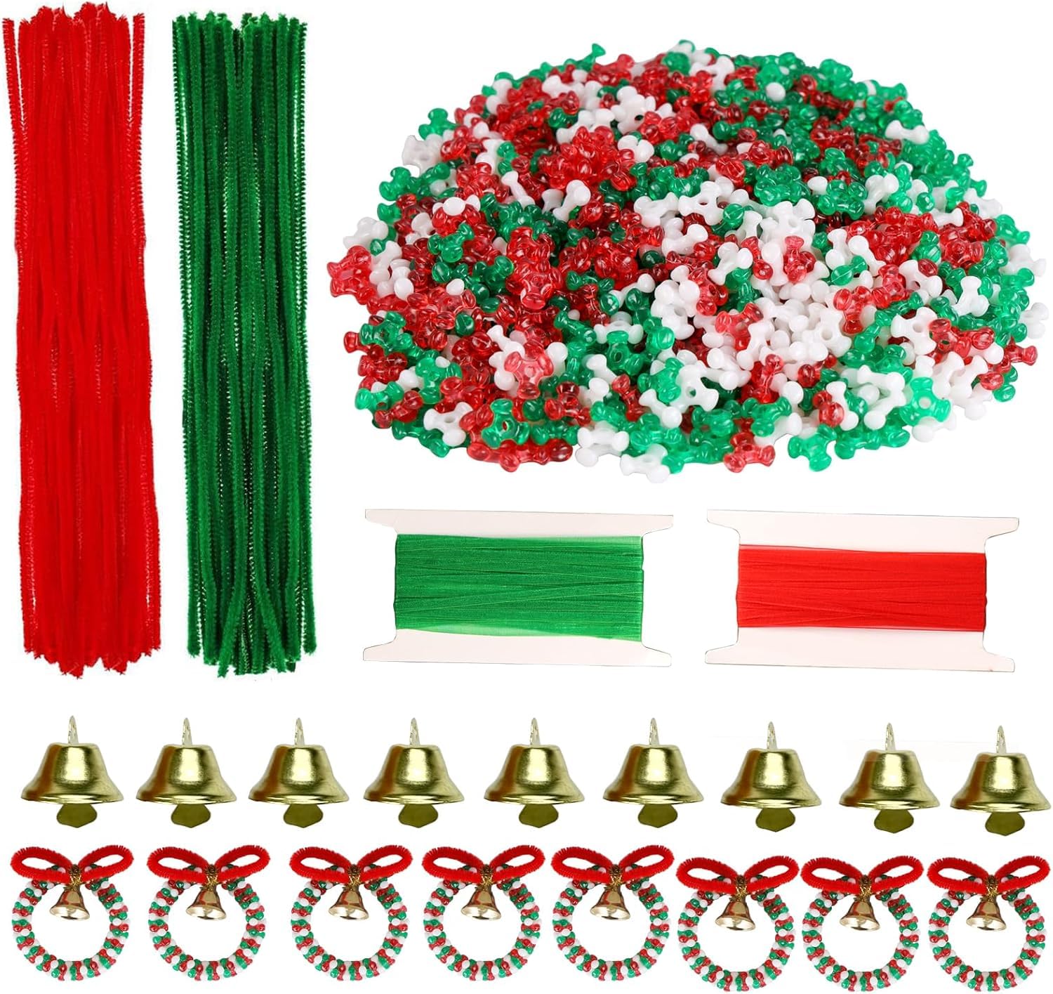 1860pcs Christmas Tri Beads, Tri Beaded Ornament Kit Christmas DIY Bead Christmas Tree Hanging Decoration，Xmas Beads Ornaments Candy Cane Ornament