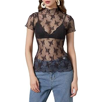 トップス ADALEE EMBROIDERY MESH BLOUSE Adalee Lace Inset Blouse – THREAD