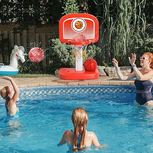 Miniatura 5 de Bennol Juguetes de aro de baloncesto al aire libre para niños de 3, 4, 5, 6, 7, 8 a 12 años, juguetes exteriores con 4 bolas, juguete de baloncesto