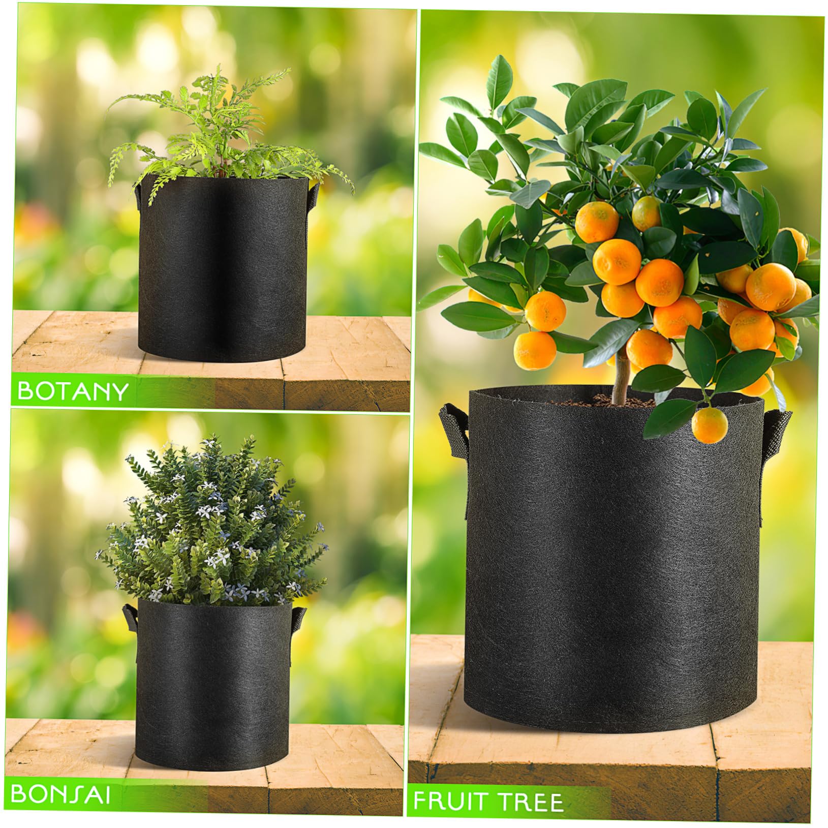 12 Pièces Lot Culture Tissu Non Tissé Épais avec Poignées Sacs de Jardinage Respirants pour Pommes de Terre Tomates Fleurs et Légumes Noirs