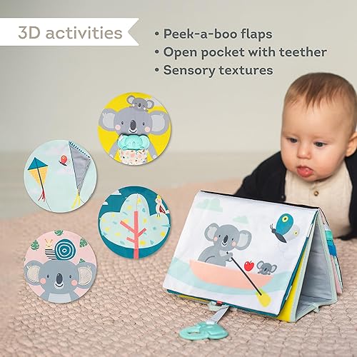 Miniatura 6 de Taf Toys Koala - Libro de actividades de alto contraste suave para bebés con gran espejo seguro para bebés actividades 3D texturas y un mordedor