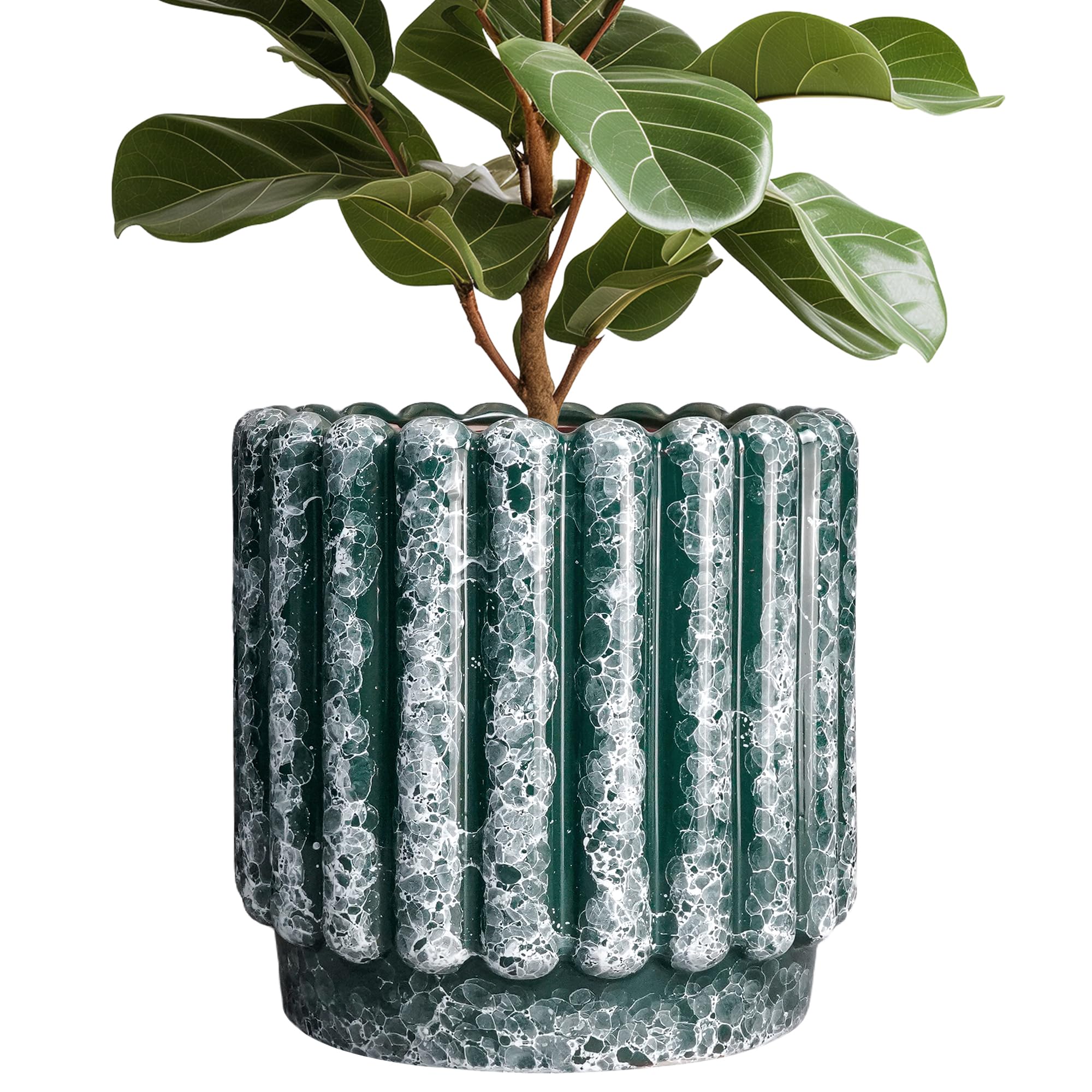 Ceramicfor 12 Inch Fluted Green Pot