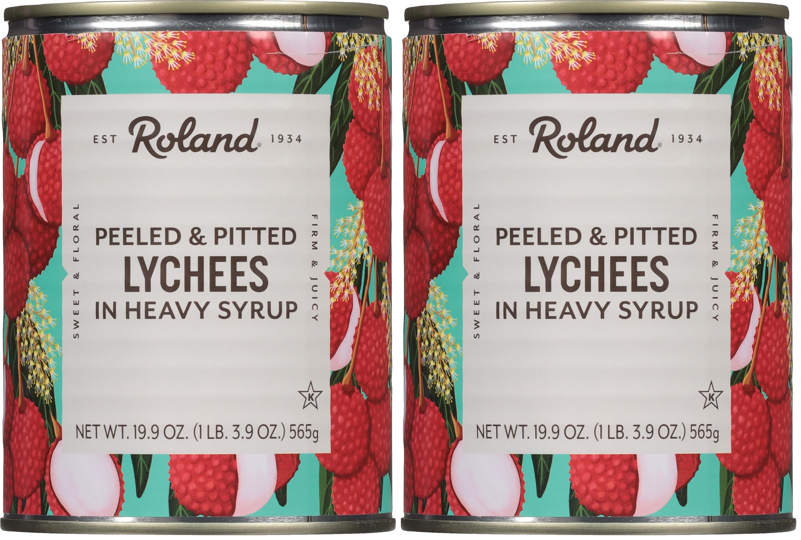 Roland Whole Lychees in Heavy Syrup (19.9 oz Cans) 4 Pack