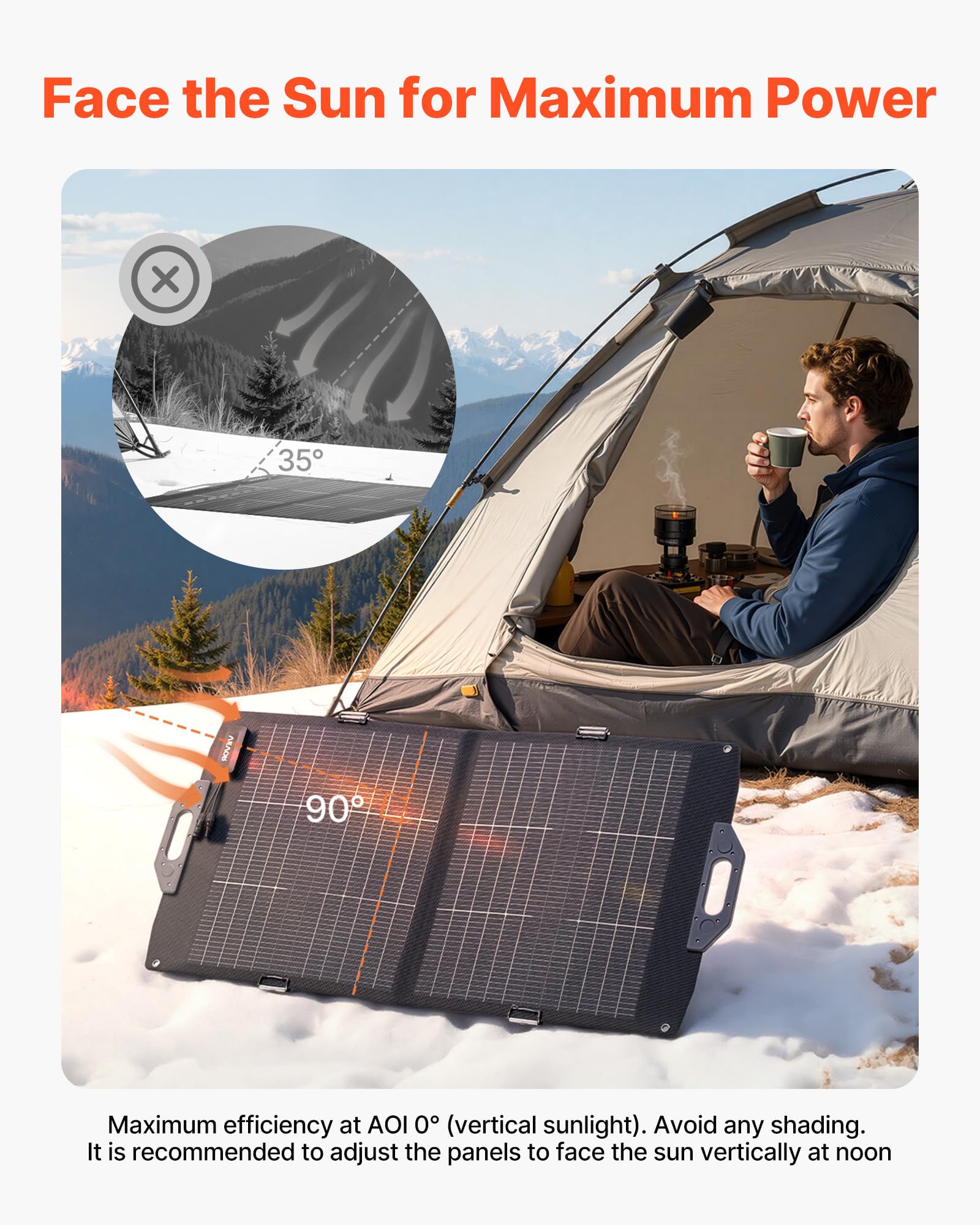 VEVOR Składany panel słoneczny 100 W, 16BB typ N, dwufazowy, monokrystaliczny moduł solarny z ładowarką, sprawność 24%, z wyjściem MC4, USB-A (QC3.0), złącza typu C i DC do stacji zasilania