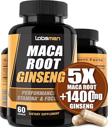 Cápsulas de raíz de maca de 10000 mg con maca negra 1400 mg de extracto de ginseng rojo coreano como cápsulas de raíz de maca para mujeres y