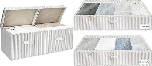 StorageWorks Paquete de 2 cajas de almacenamiento decorativas con 2 cajas de almacenamiento debajo de la cama