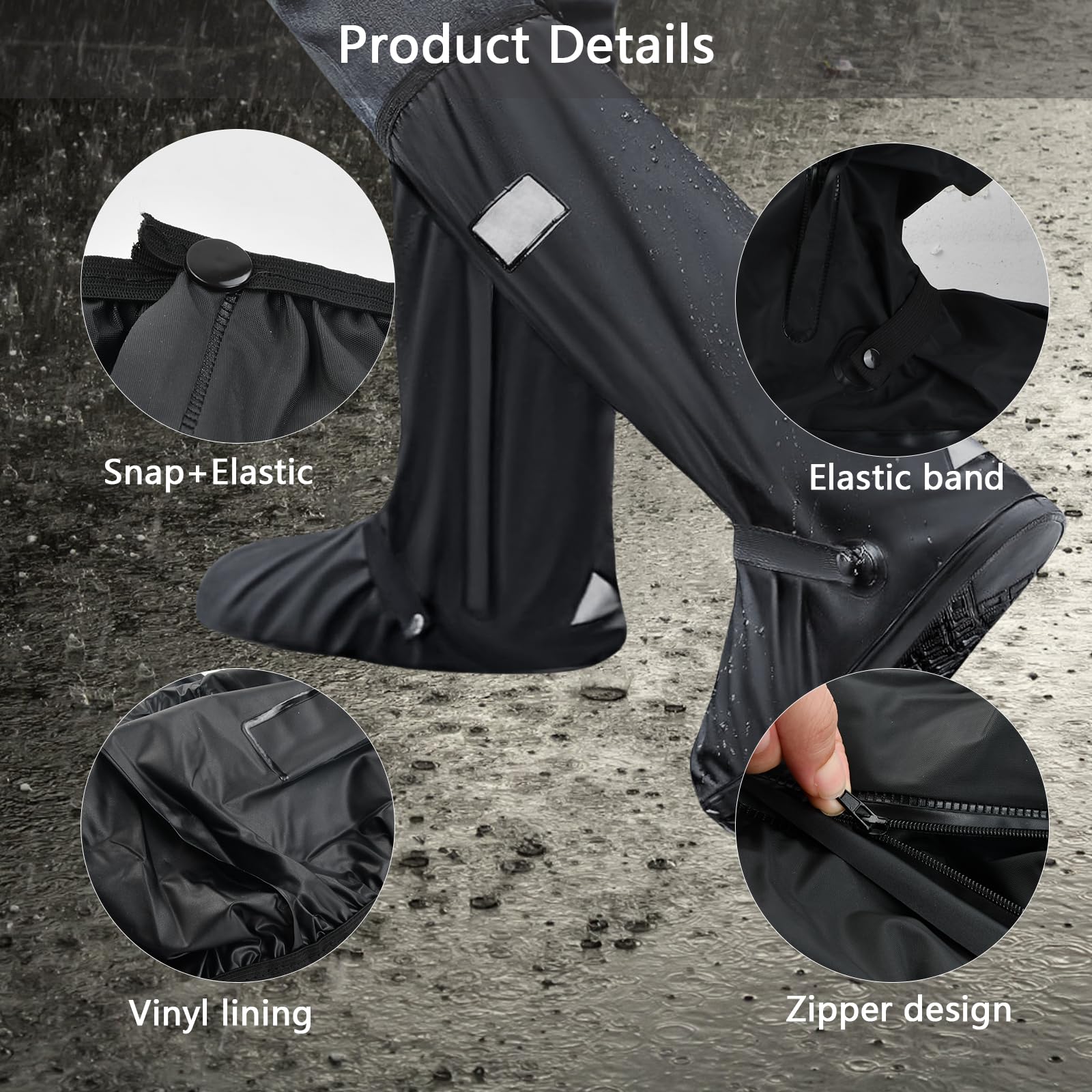 Amexo Cubrezapatos Impermeable, Cubre Zapatos Impermeable Lluvia Reutilizable Cubrecalzado Fundas de Lluvia para Zapatos con bandas reflectantes para Hombres Mujeres