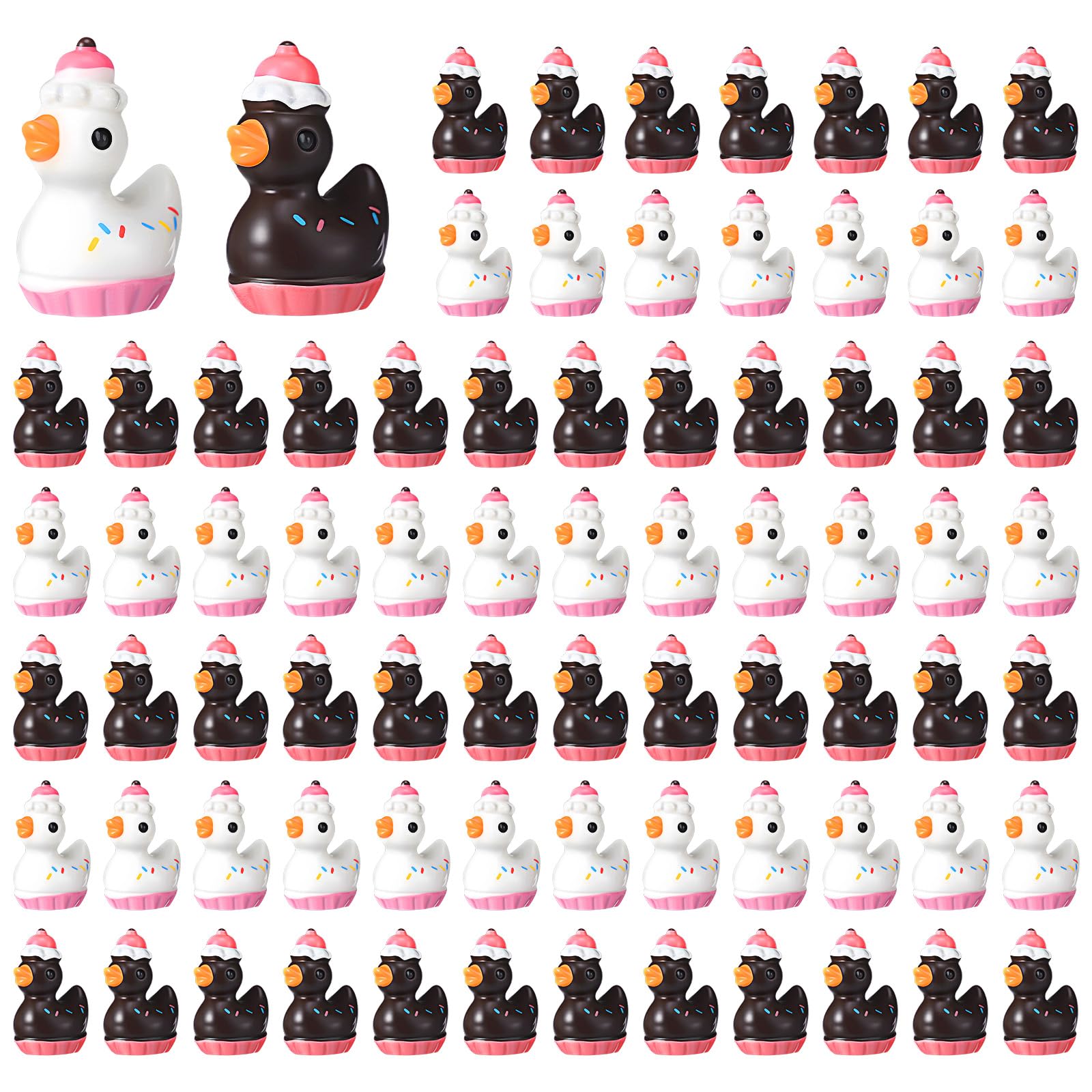 Soulchen 50 Pcs Mini Resin Cupcake Ducks Colorful Miniature Cupcake Ducks Figurines Small Figures Tiny Resin Accessories for Potted Plants Garden Landscape DIY Christmas Home Decoration