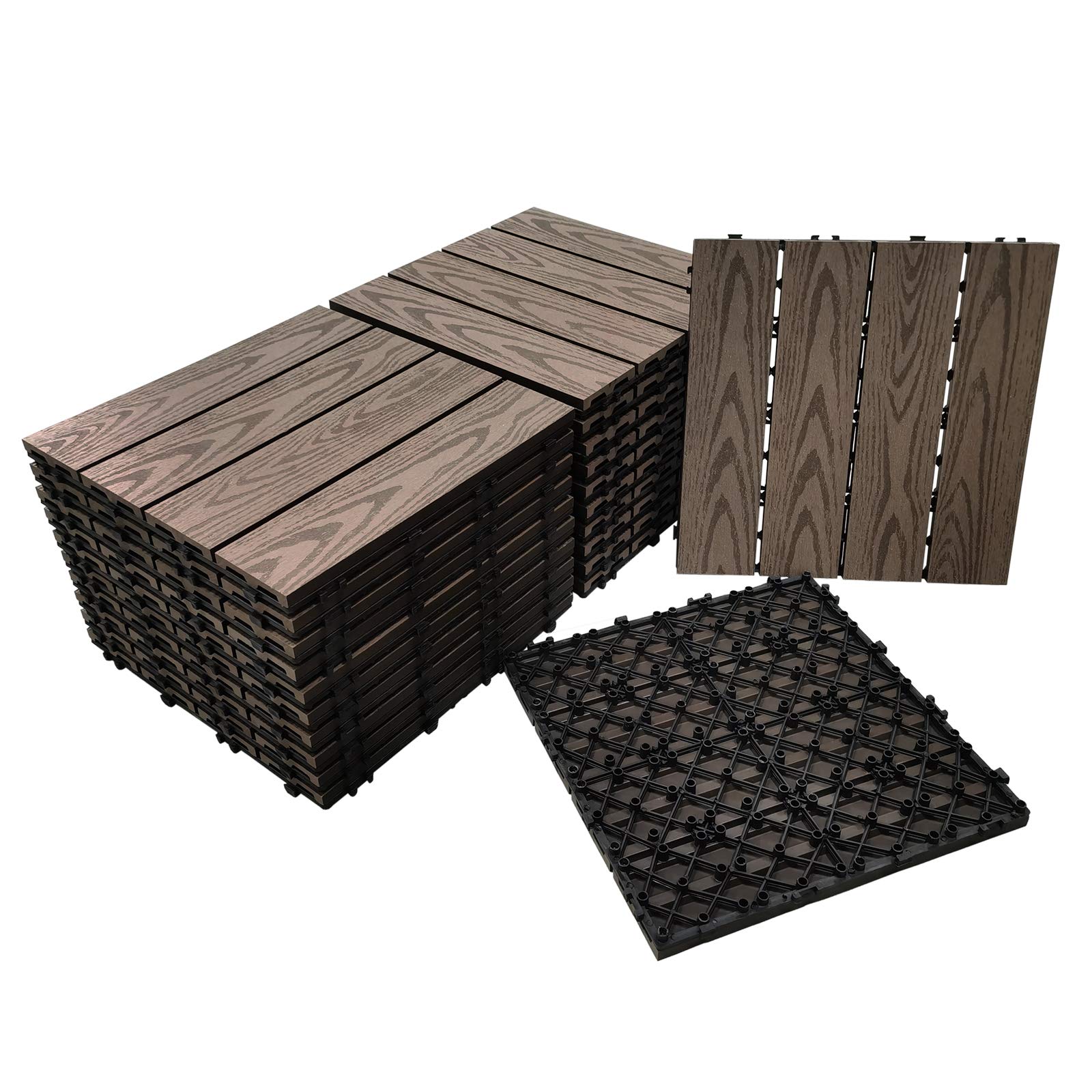 Buy Annurssy 22 Pack Interlocking Deck Tiles 12" x 12" Wood Plastic