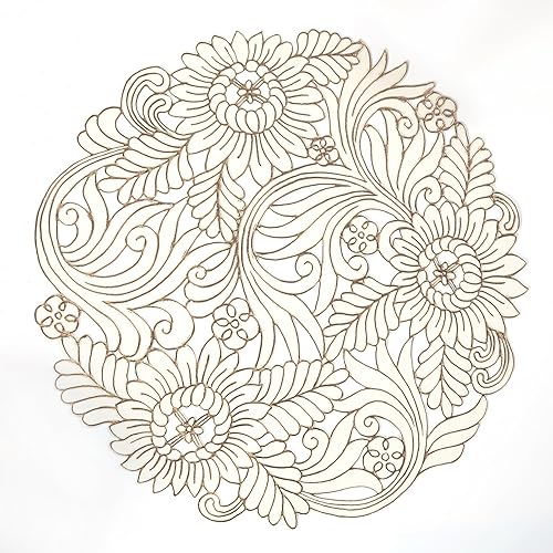 Juego de 6 manteles individuales redondos de vinilo dorado de 15 pulgadas, diseño hueco, manteles individuales antideslizantes y lavables para