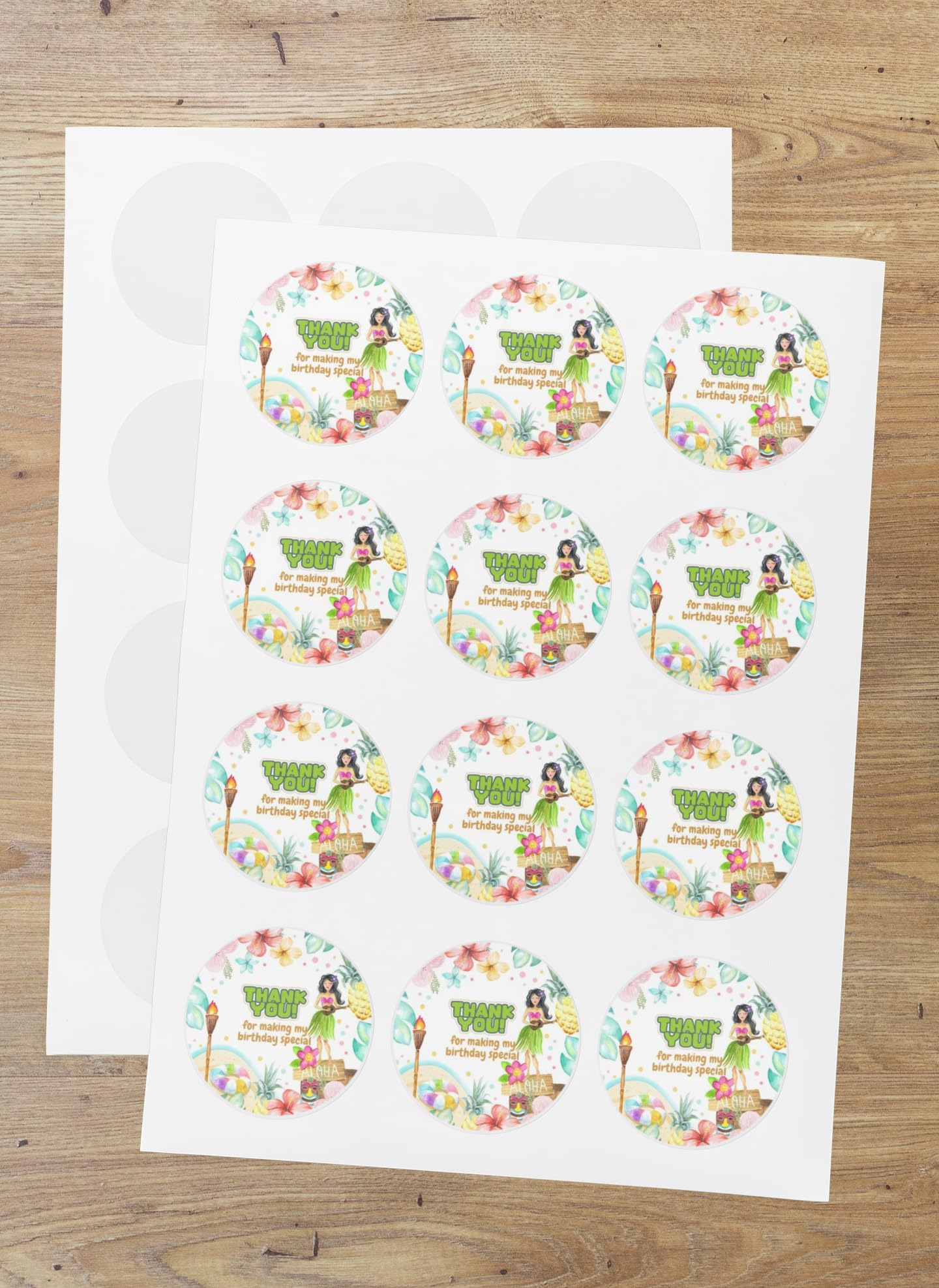 Aloha Theme- Thankyou Sticker (6 CM/Sticker/Mixcolour/24Pcs)
