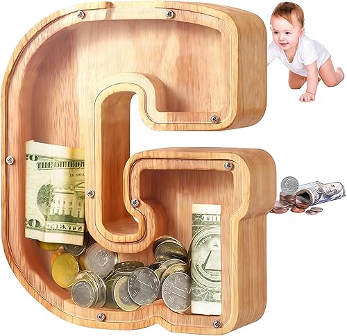 UBeesize Alcancías grandes con letras del alfabeto inglés de veintiséis para niños y niñas, caja de dinero, banco de billetes y monedas, regalo de