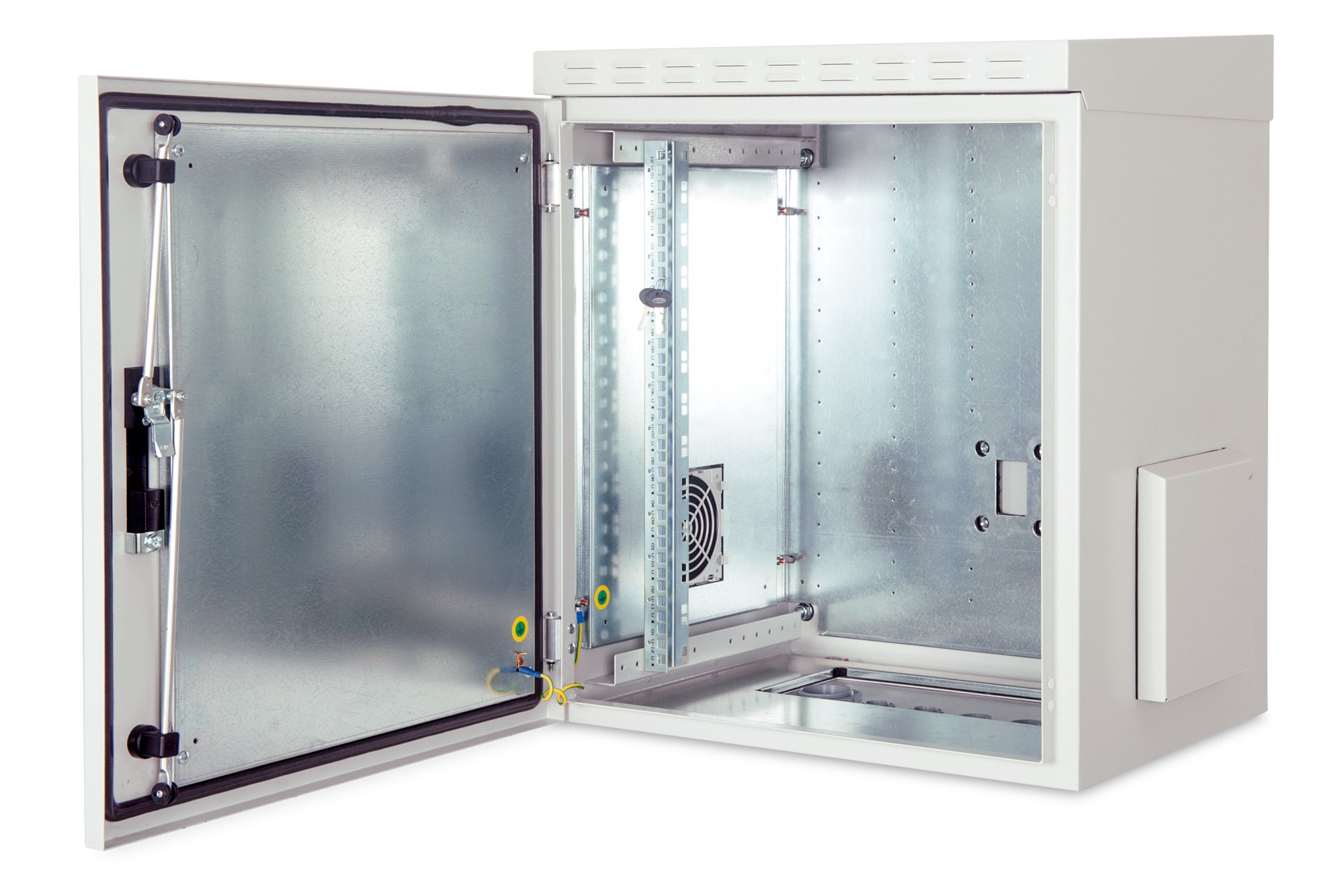 DIGITUS Outdoor Netzwerkschrank – 19 Zoll 7HE – 450 mm Tiefe | 342 mm Nutztiefe – Traglast 100kg – Schutzklasse IP55 – Abschließbar – Grau