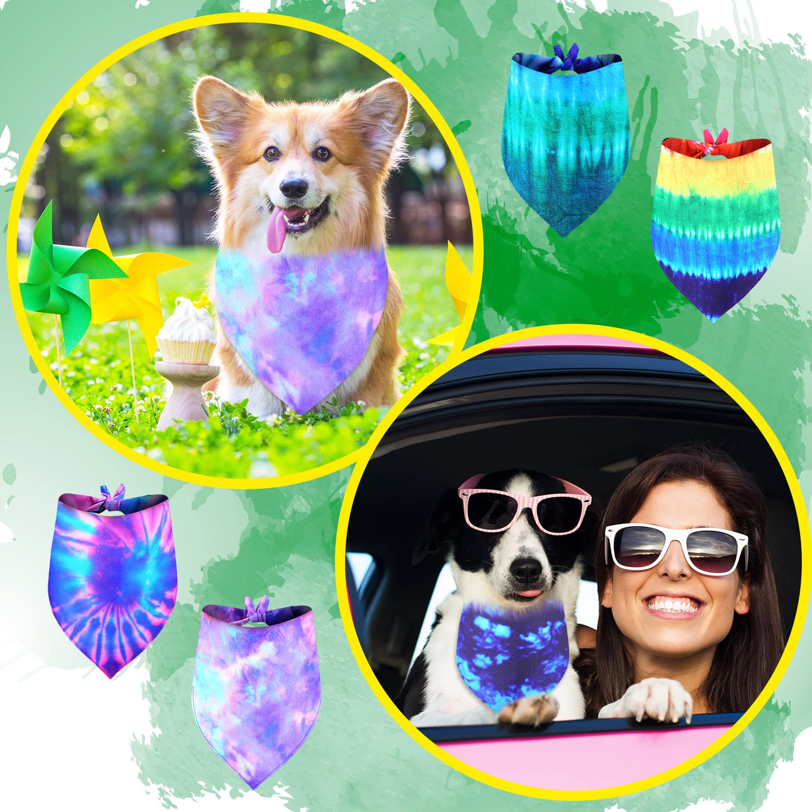 12 Batik-Hundehalstücher, Bunt & Waschbar – Für Hunde & Katzen, Ideal Für Parties & Alltag