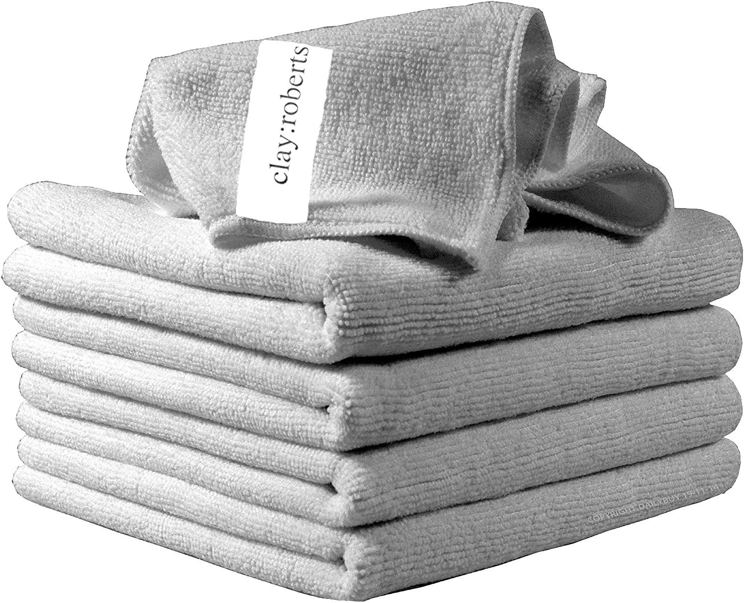 Clay Roberts Microfibre Cleaning Cloths, 40cm x 30cm - Pack of 5, Grey, Machine Washable, Polishing, Waxing & Dusting Cloth, Lint-Free, Kitchen Towel, Car Cleaning, Microfiber