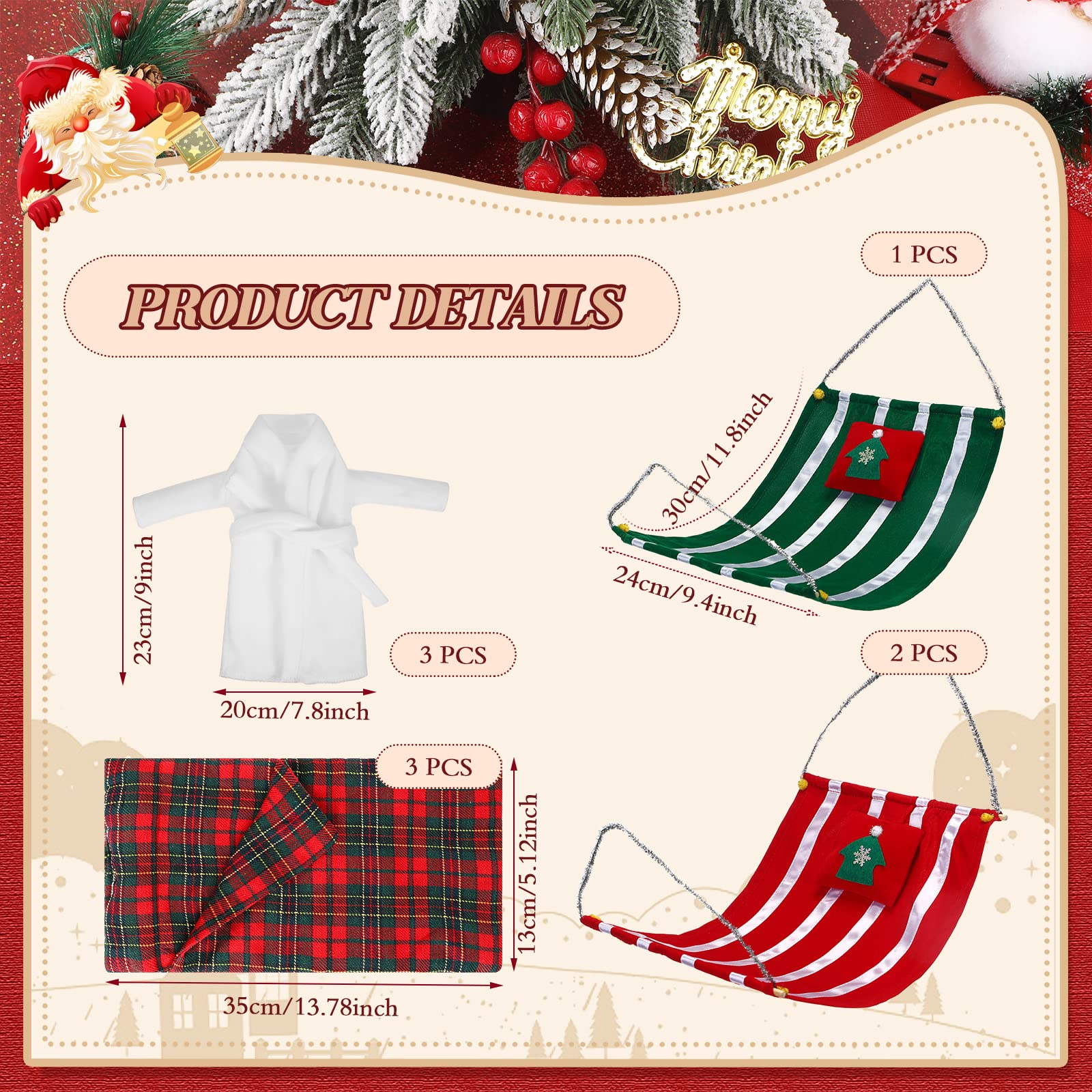 11 Accessoires Pour Poupée Elfe De Noël – Vêtements, Hamac, Coussin, Idée Déco Lutin - 6