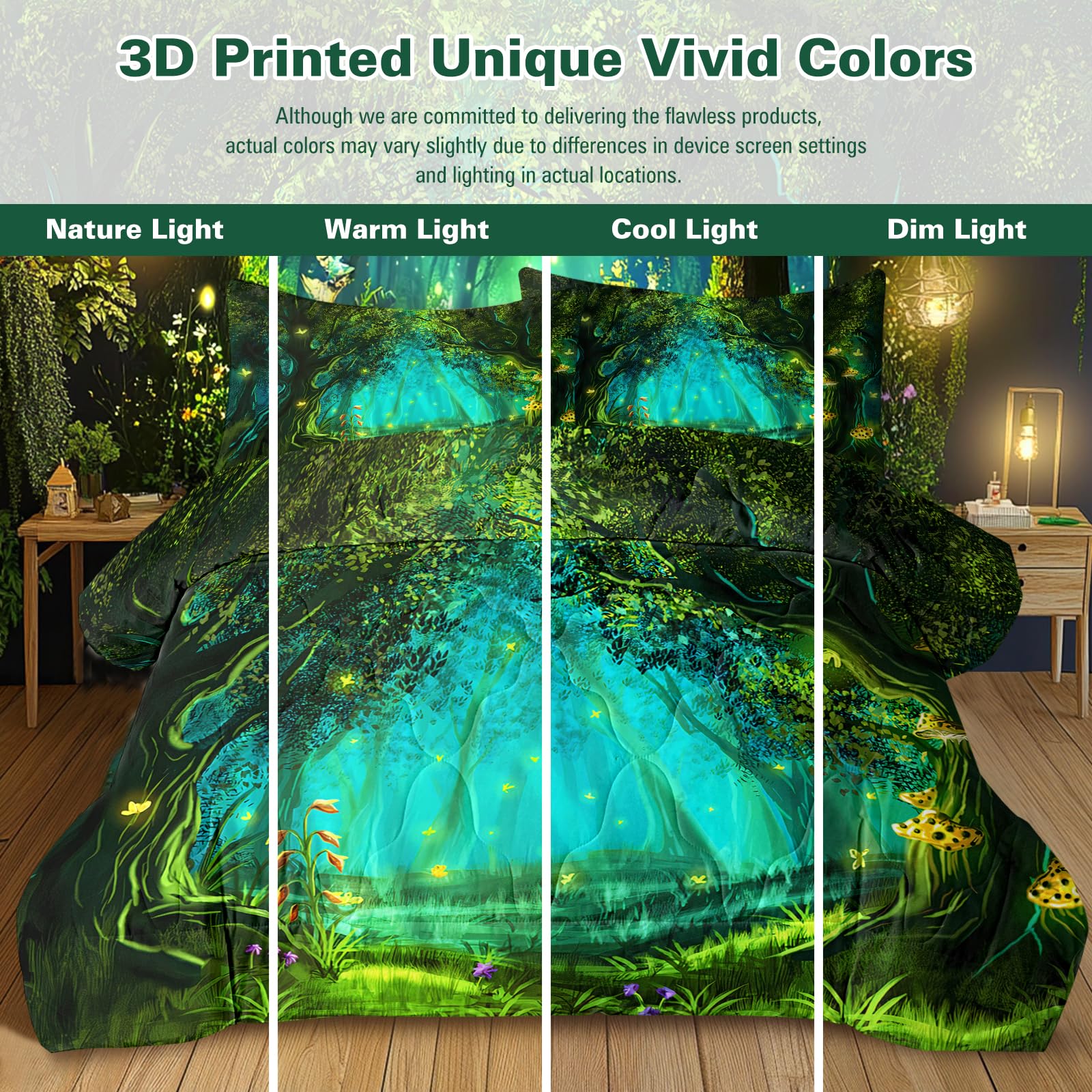 Forest Comforter Set - Queen Size Green Bedding -8